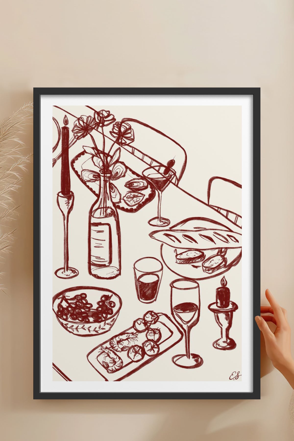 HOMEPACK Ahşap Çerçeveli Tablo Çerçeveli Poster Sanatsal Modern Duvar Dekoru TK-844