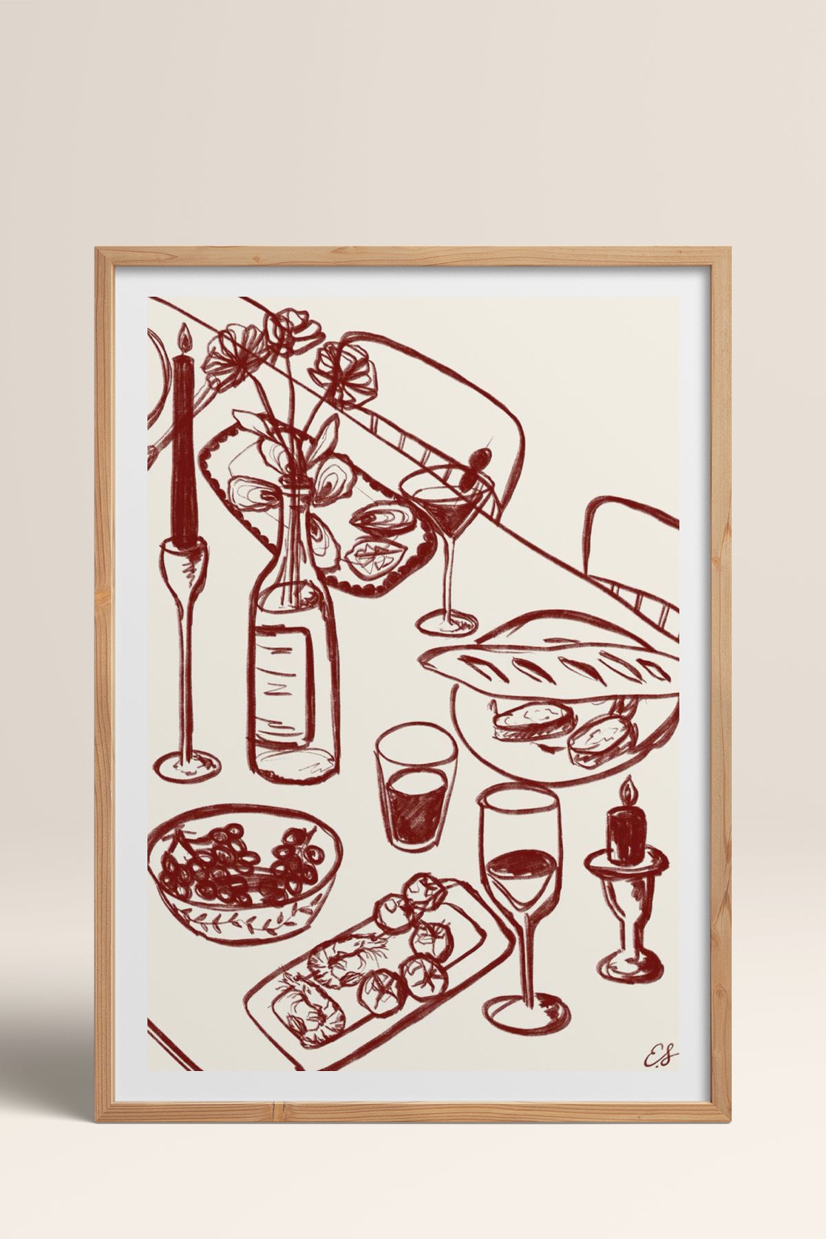 HOMEPACK Ahşap Çerçeveli Tablo Çerçeveli Poster Sanatsal Modern Duvar Dekoru TK-844