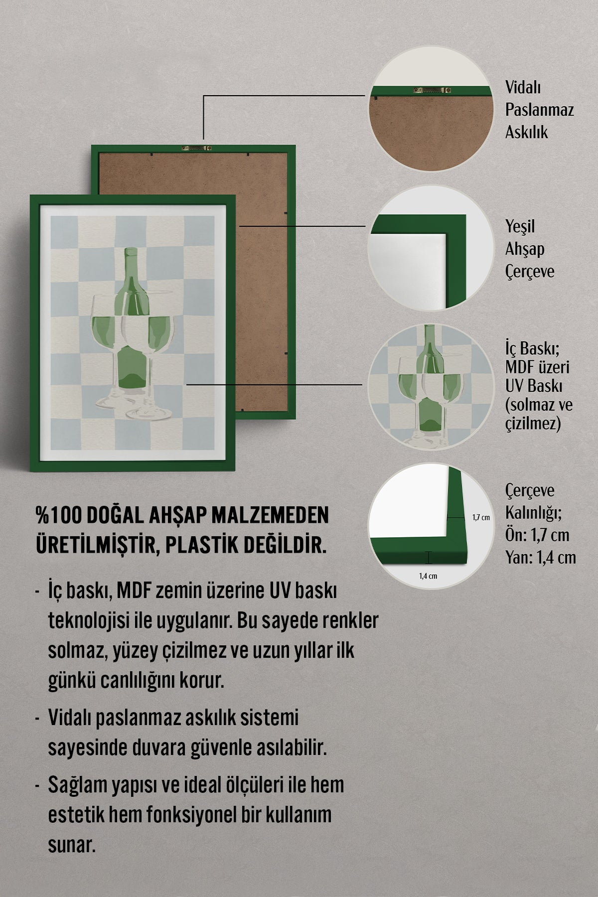 HOMEPACK Ahşap Çerçeveli Tablo Çerçeveli Poster Sanatsal Modern Duvar Dekoru TK-845