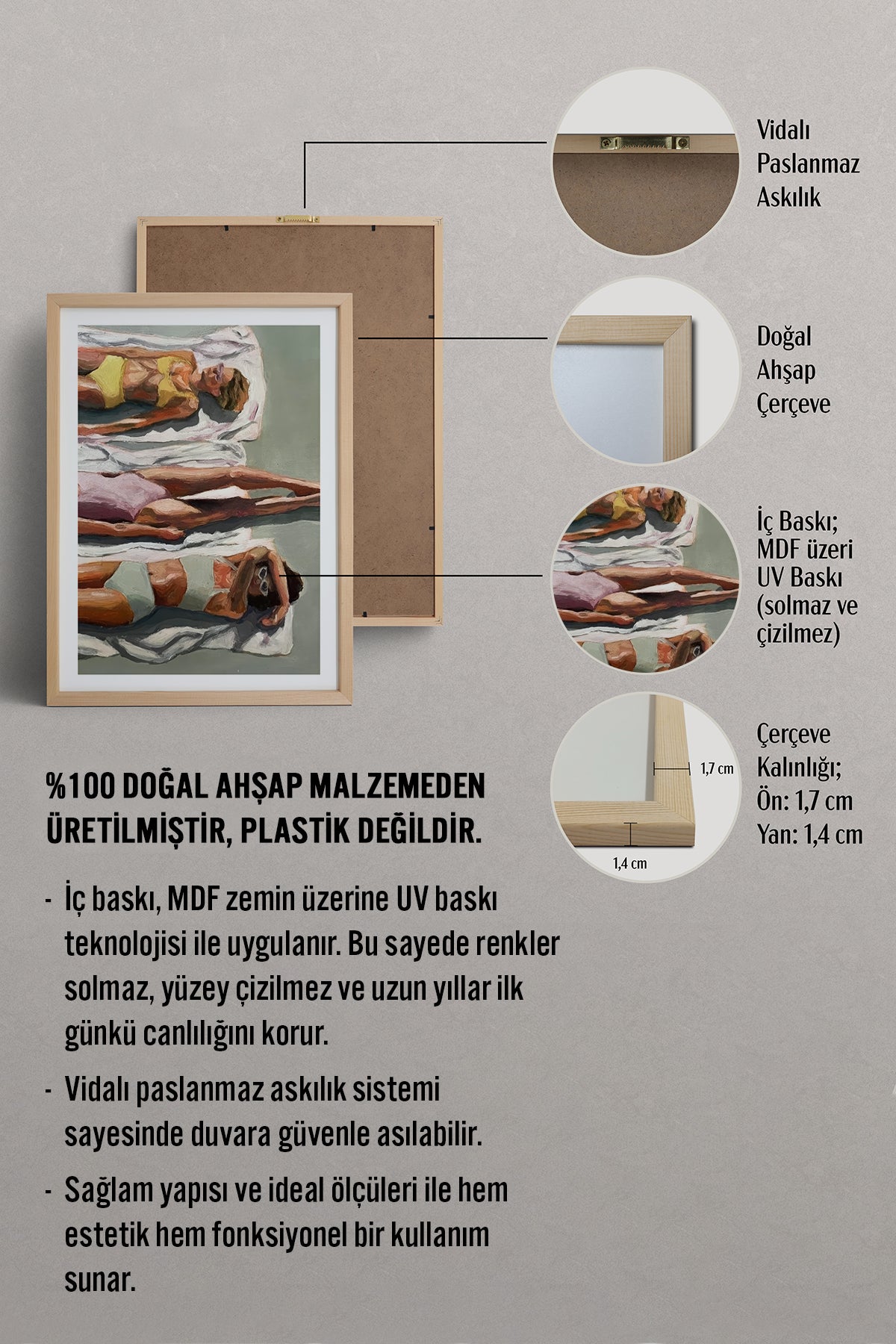 HOMEPACK Ahşap Çerçeveli Tablo Çerçeveli Poster Sanatsal Modern Duvar Dekoru TK-846
