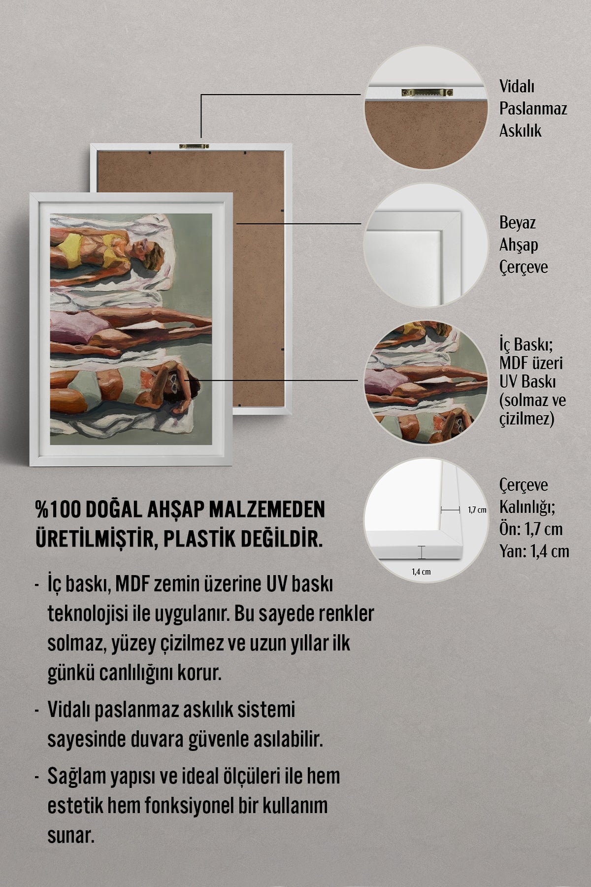 HOMEPACK Ahşap Çerçeveli Tablo Çerçeveli Poster Sanatsal Modern Duvar Dekoru TK-846