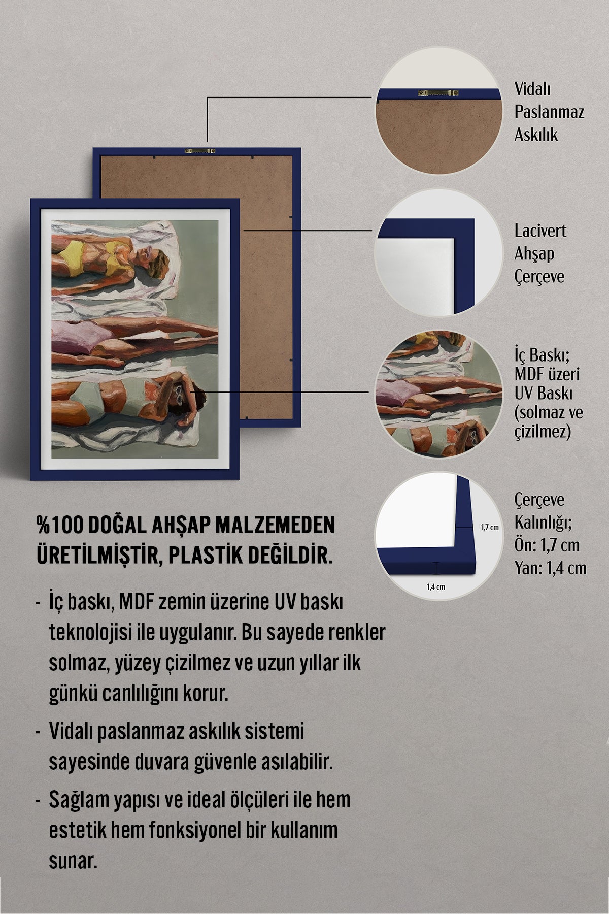 HOMEPACK Ahşap Çerçeveli Tablo Çerçeveli Poster Sanatsal Modern Duvar Dekoru TK-846