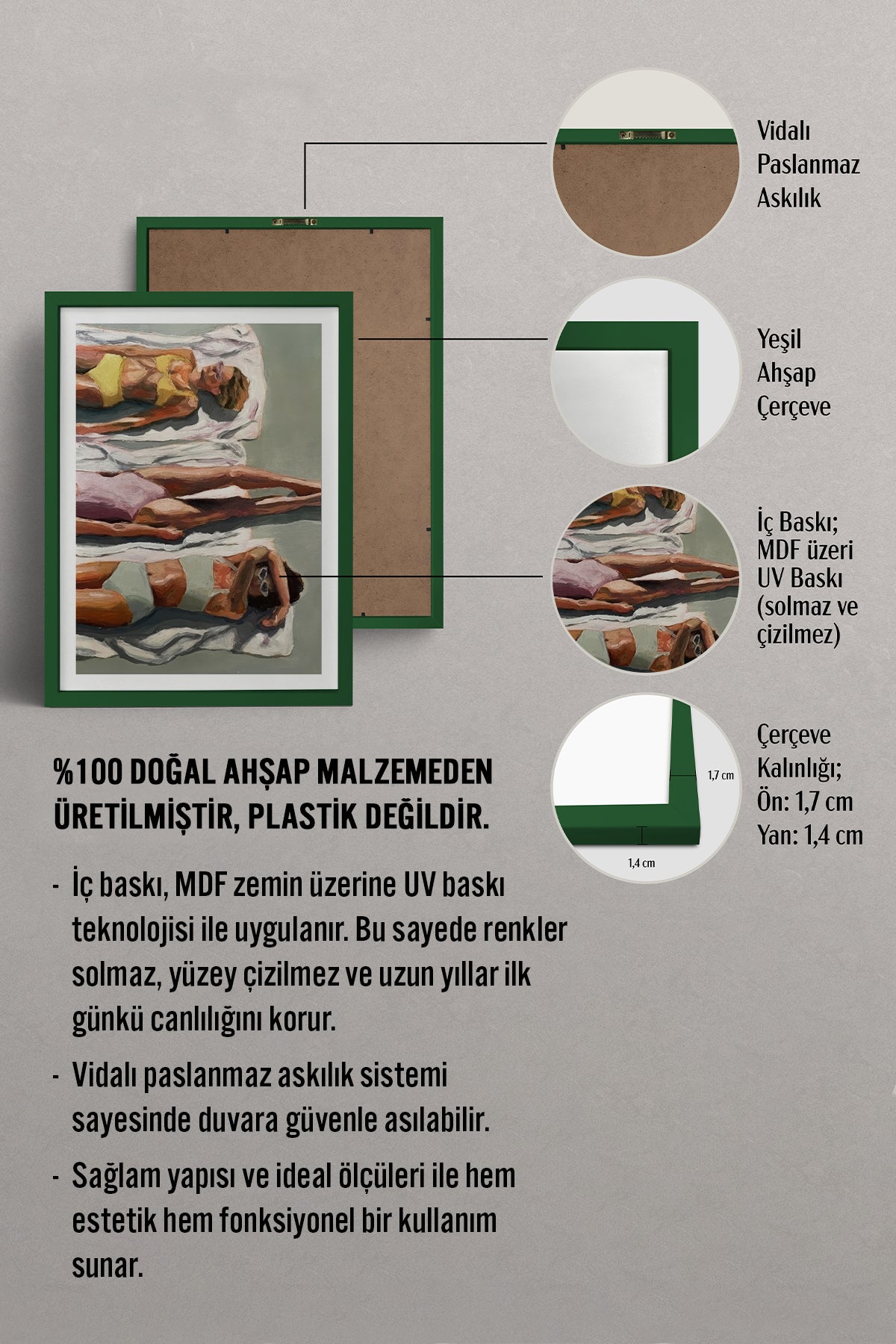 HOMEPACK Ahşap Çerçeveli Tablo Çerçeveli Poster Sanatsal Modern Duvar Dekoru TK-846