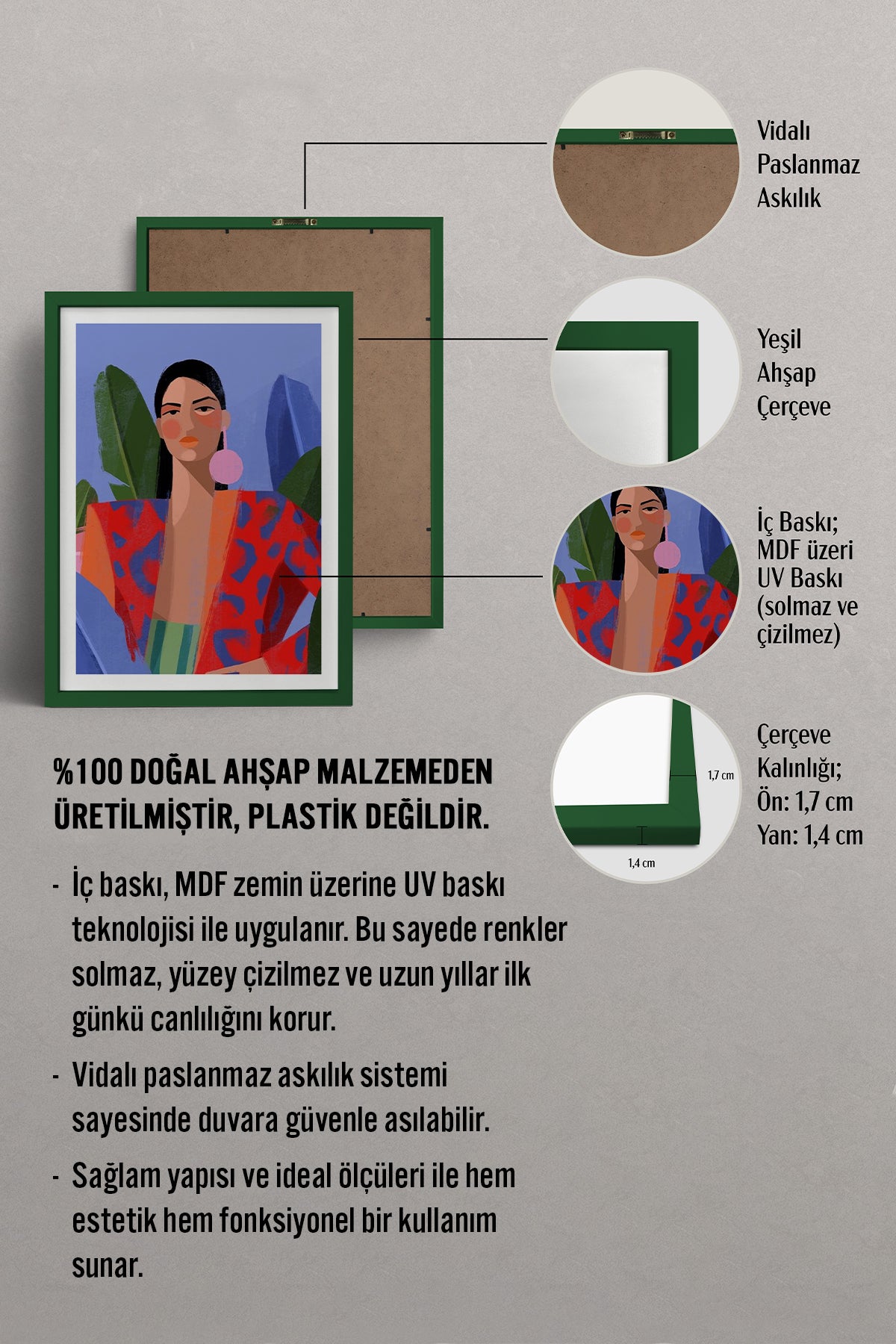 HOMEPACK Ahşap Çerçeveli Tablo Çerçeveli Poster Sanatsal Modern Duvar Dekoru TK-849