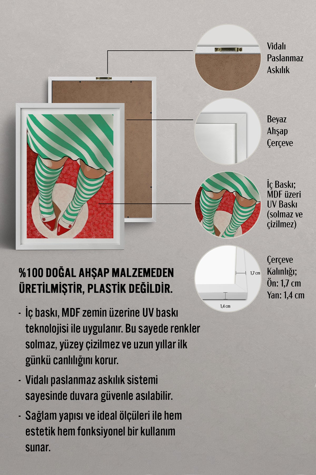 HOMEPACK Ahşap Çerçeveli Tablo Çerçeveli Poster Sanatsal Modern Duvar Dekoru TK-852