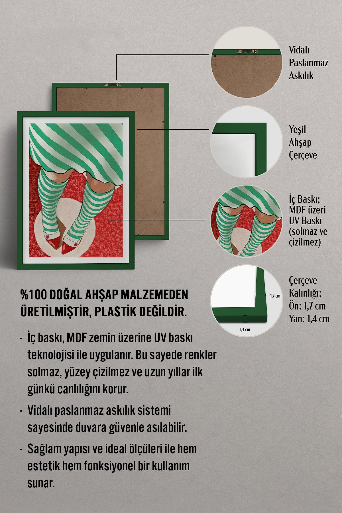 HOMEPACK Ahşap Çerçeveli Tablo Çerçeveli Poster Sanatsal Modern Duvar Dekoru TK-852