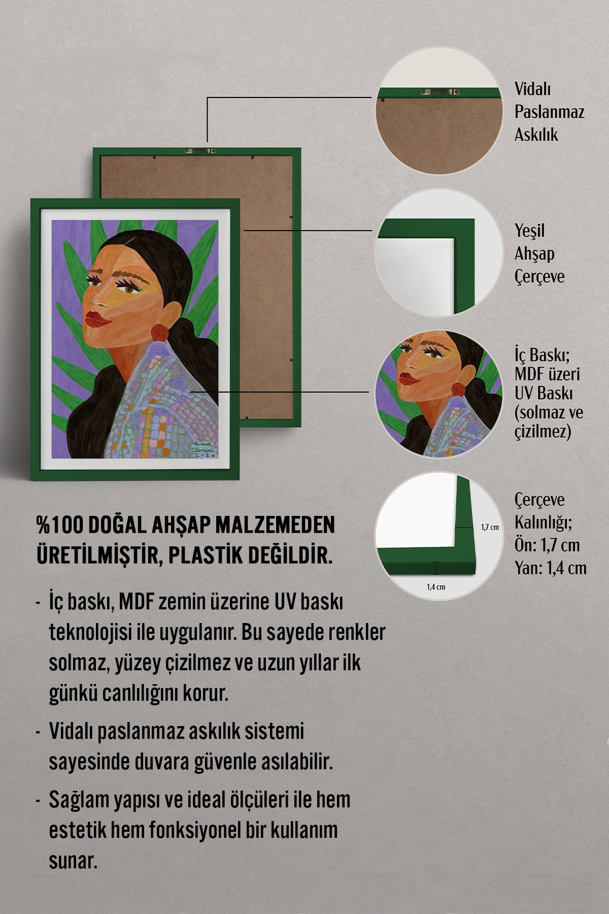 HOMEPACK Ahşap Çerçeveli Tablo Çerçeveli Poster Sanatsal Modern Duvar Dekoru TK-854