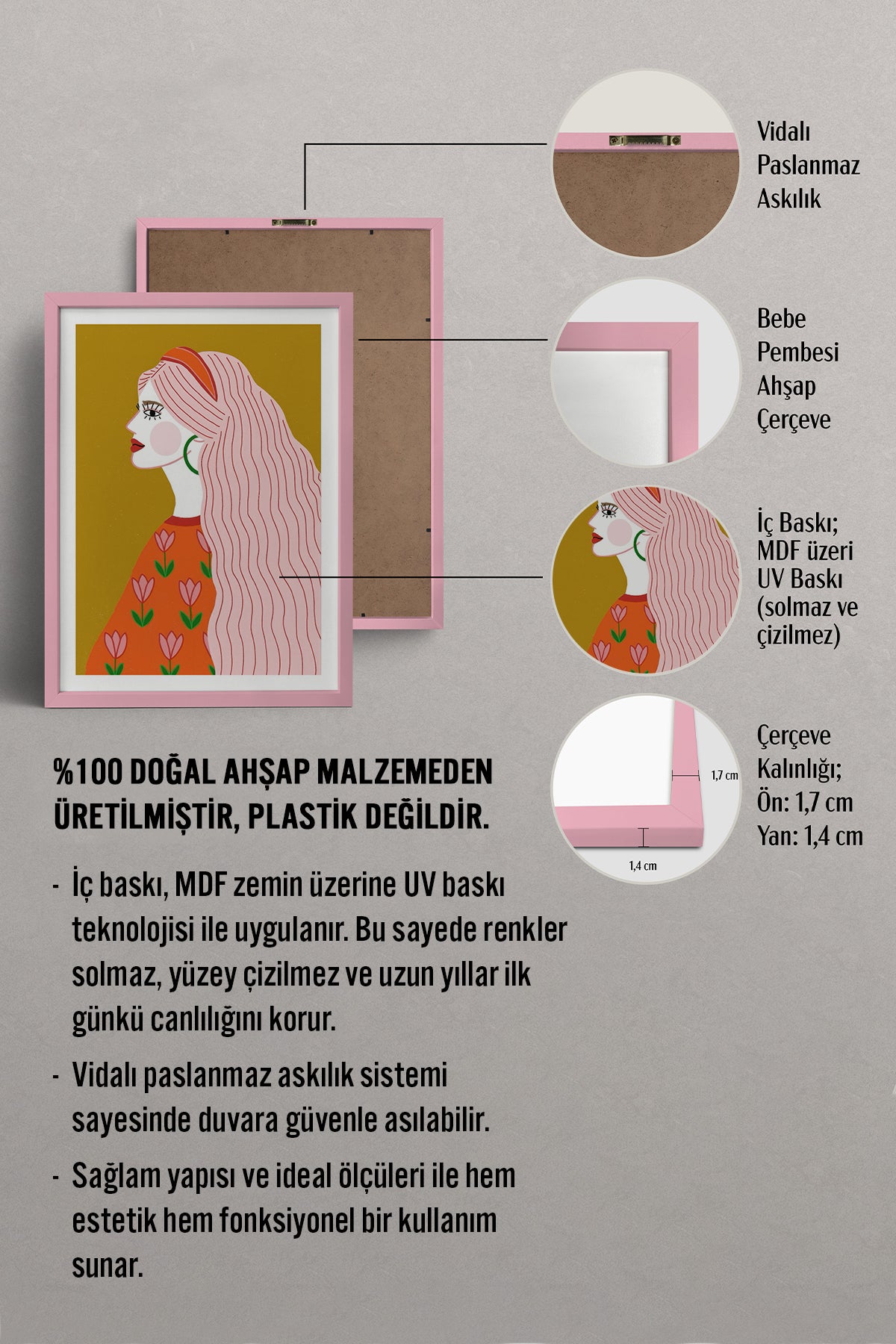 HOMEPACK Ahşap Çerçeveli Tablo Çerçeveli Poster Sanatsal Modern Duvar Dekoru TK-858