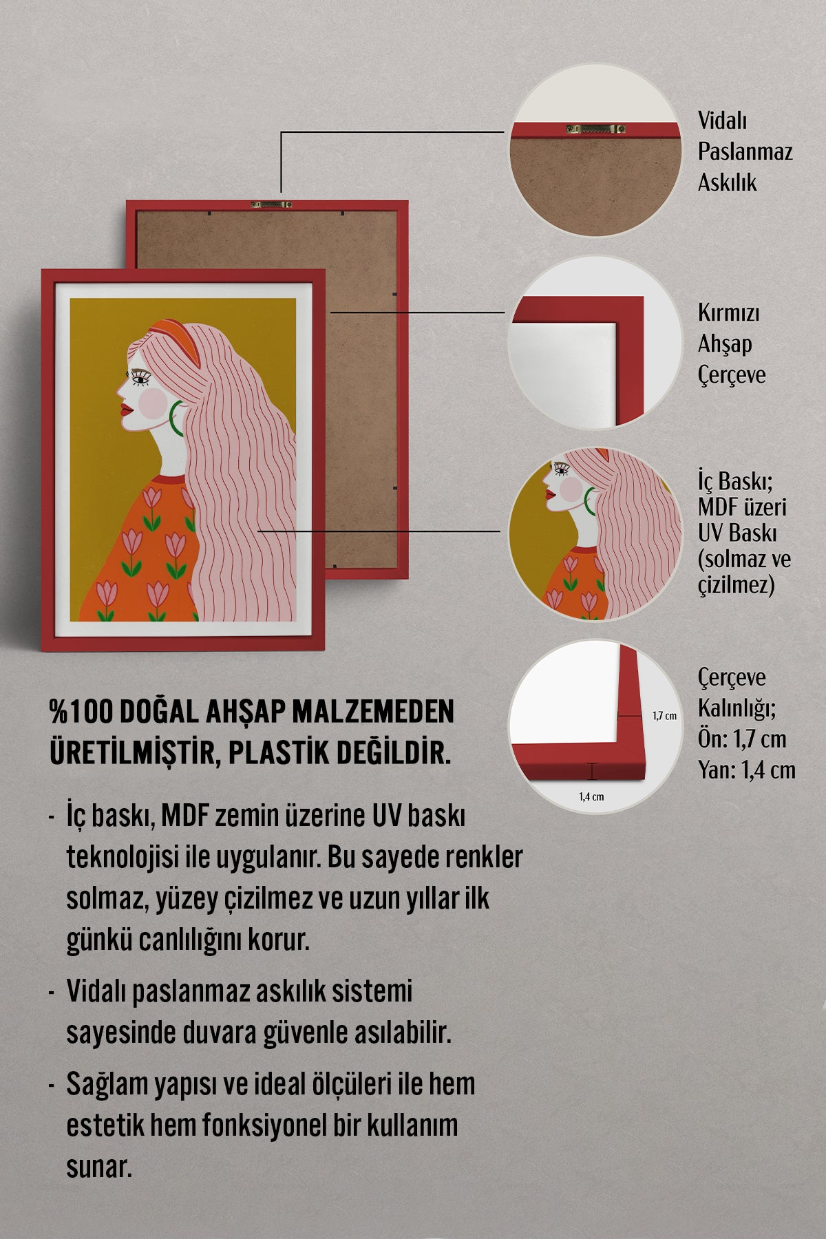 HOMEPACK Ahşap Çerçeveli Tablo Çerçeveli Poster Sanatsal Modern Duvar Dekoru TK-858