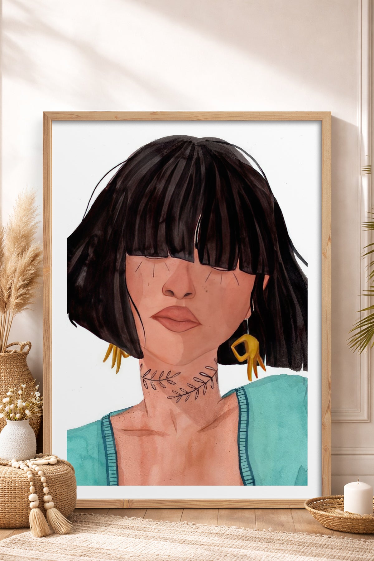 HOMEPACK Ahşap Çerçeveli Tablo Çerçeveli Poster Sanatsal Modern Duvar Dekoru TK-861