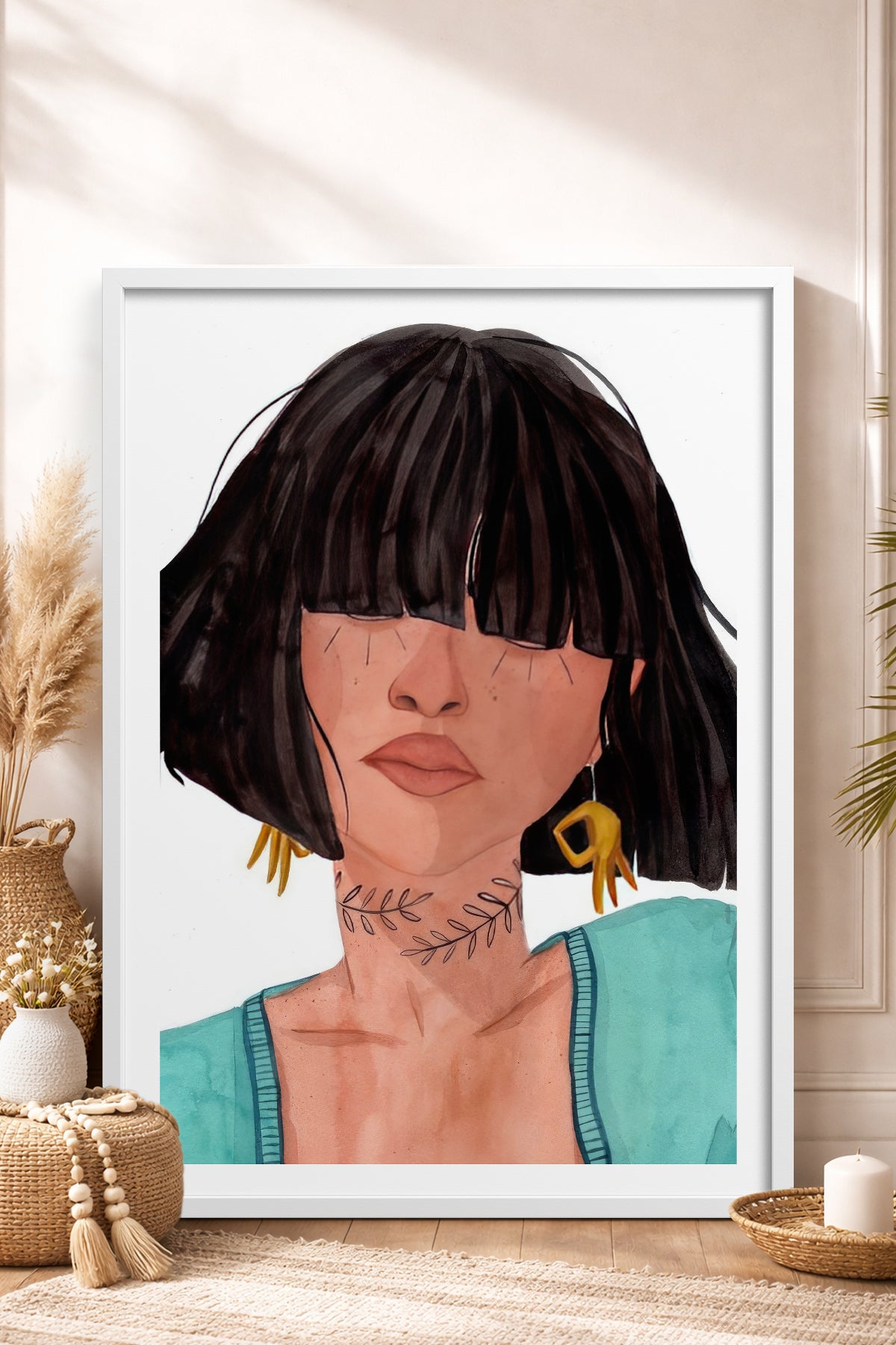 HOMEPACK Ahşap Çerçeveli Tablo Çerçeveli Poster Sanatsal Modern Duvar Dekoru TK-861
