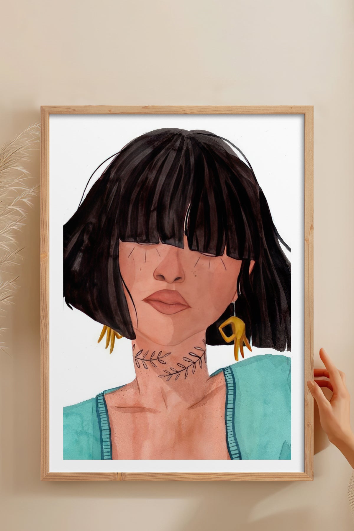 HOMEPACK Ahşap Çerçeveli Tablo Çerçeveli Poster Sanatsal Modern Duvar Dekoru TK-861