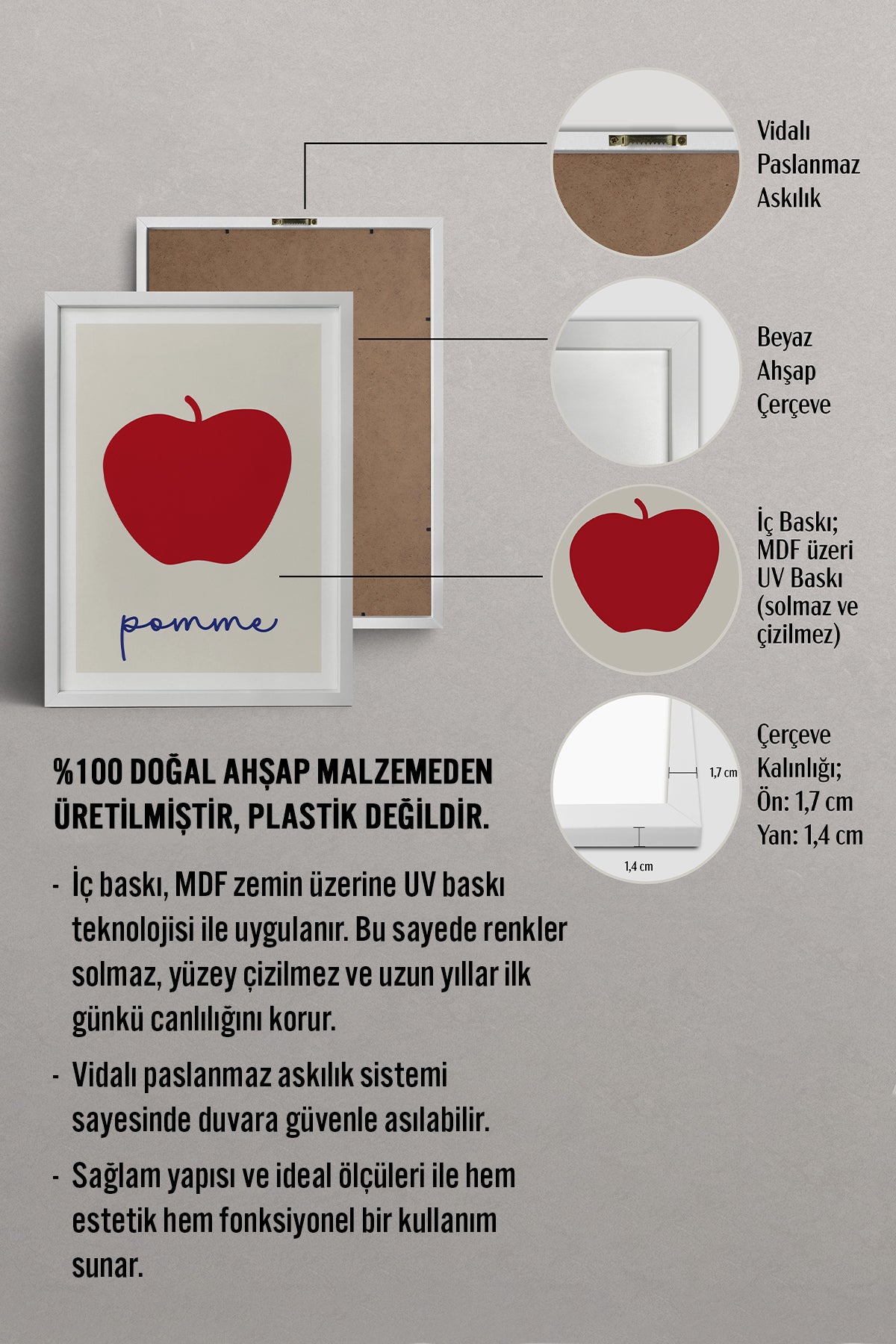 HOMEPACK Ahşap Çerçeveli Tablo Çerçeveli Poster Sanatsal Modern Duvar Dekoru TK-862