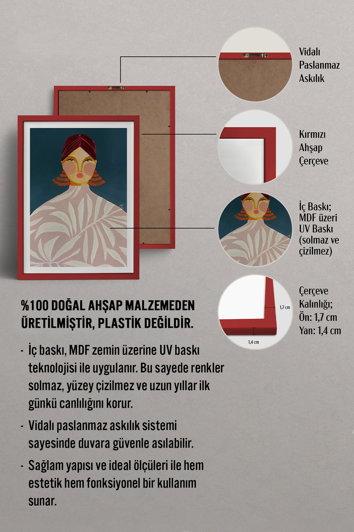 HOMEPACK Ahşap Çerçeveli Tablo Çerçeveli Poster Sanatsal Modern Duvar Dekoru TK-863