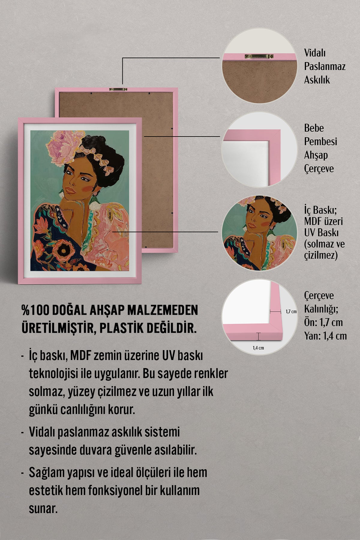 HOMEPACK Ahşap Çerçeveli Tablo Çerçeveli Poster Sanatsal Modern Duvar Dekoru TK-865