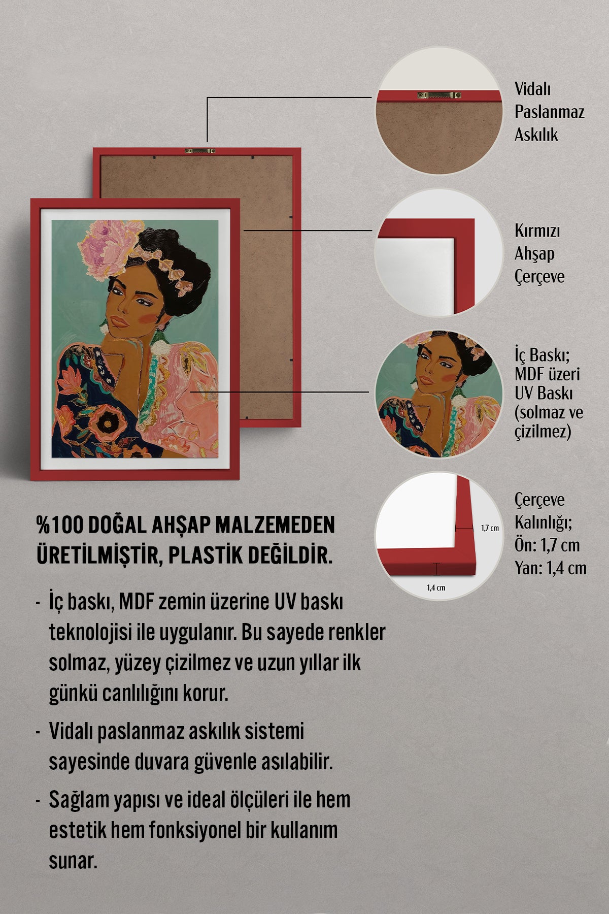 HOMEPACK Ahşap Çerçeveli Tablo Çerçeveli Poster Sanatsal Modern Duvar Dekoru TK-865