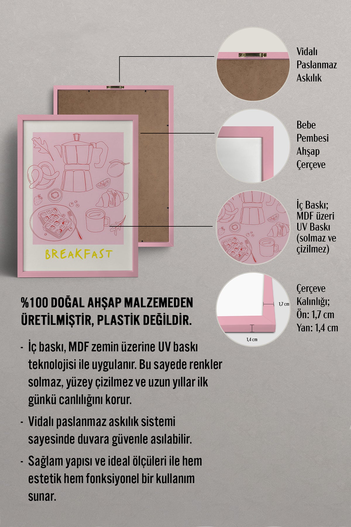 HOMEPACK Ahşap Çerçeveli Tablo Çerçeveli Poster Sanatsal Modern Duvar Dekoru TK-867