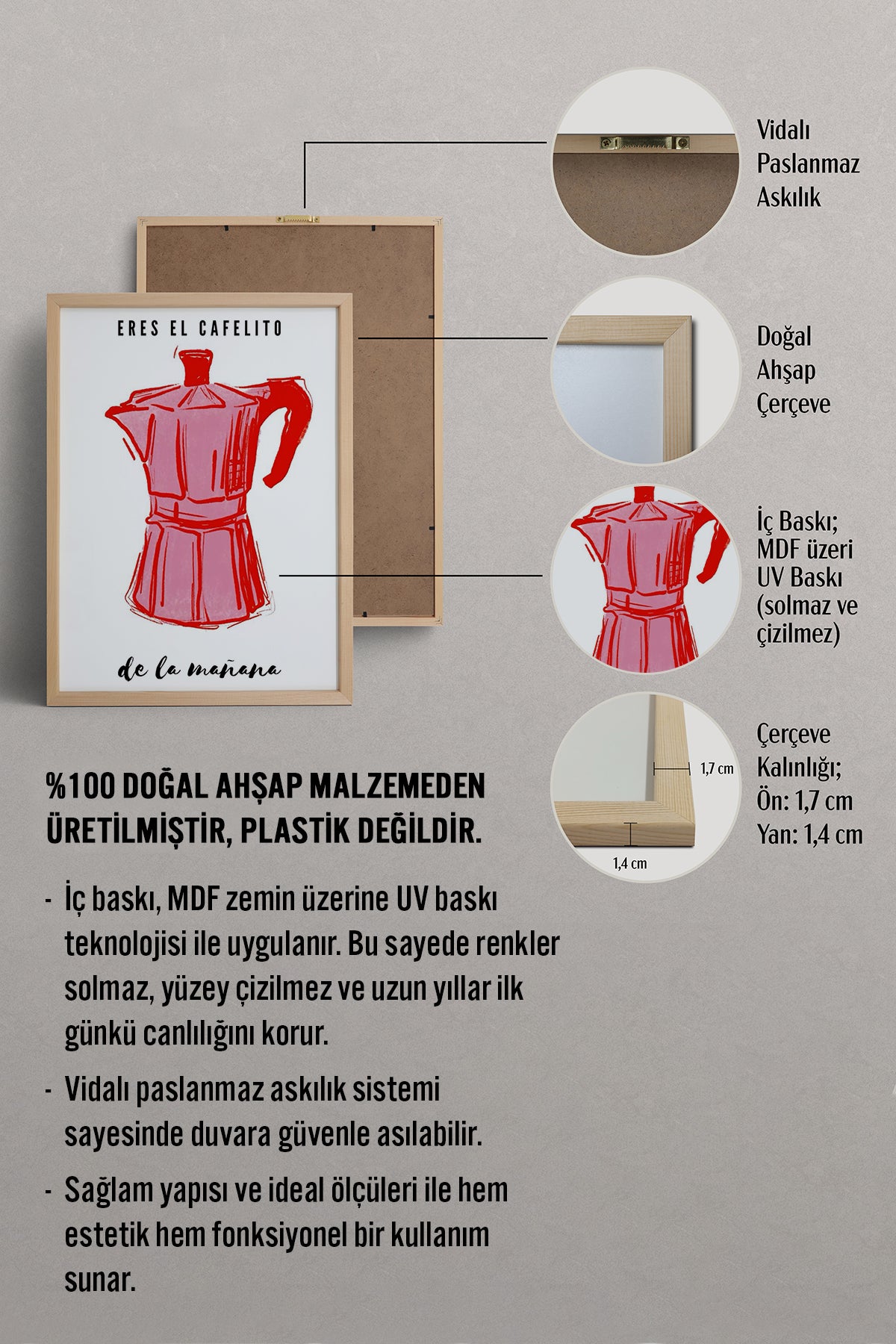 HOMEPACK Ahşap Çerçeveli Tablo Çerçeveli Poster Sanatsal Modern Duvar Dekoru TK-868