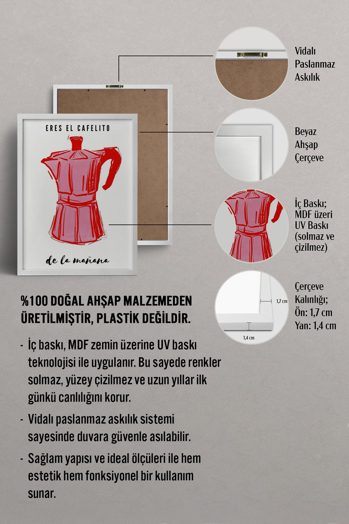 HOMEPACK Ahşap Çerçeveli Tablo Çerçeveli Poster Sanatsal Modern Duvar Dekoru TK-868