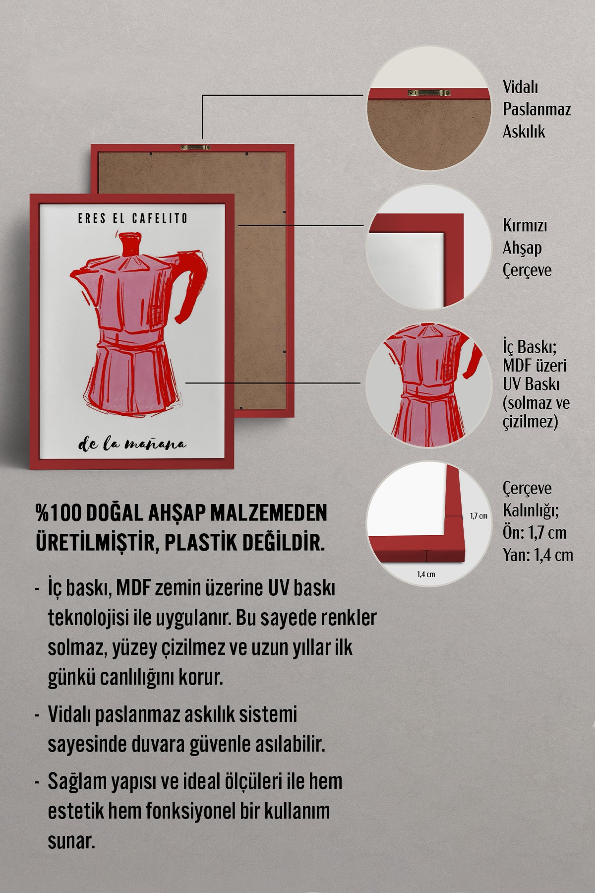 HOMEPACK Ahşap Çerçeveli Tablo Çerçeveli Poster Sanatsal Modern Duvar Dekoru TK-868