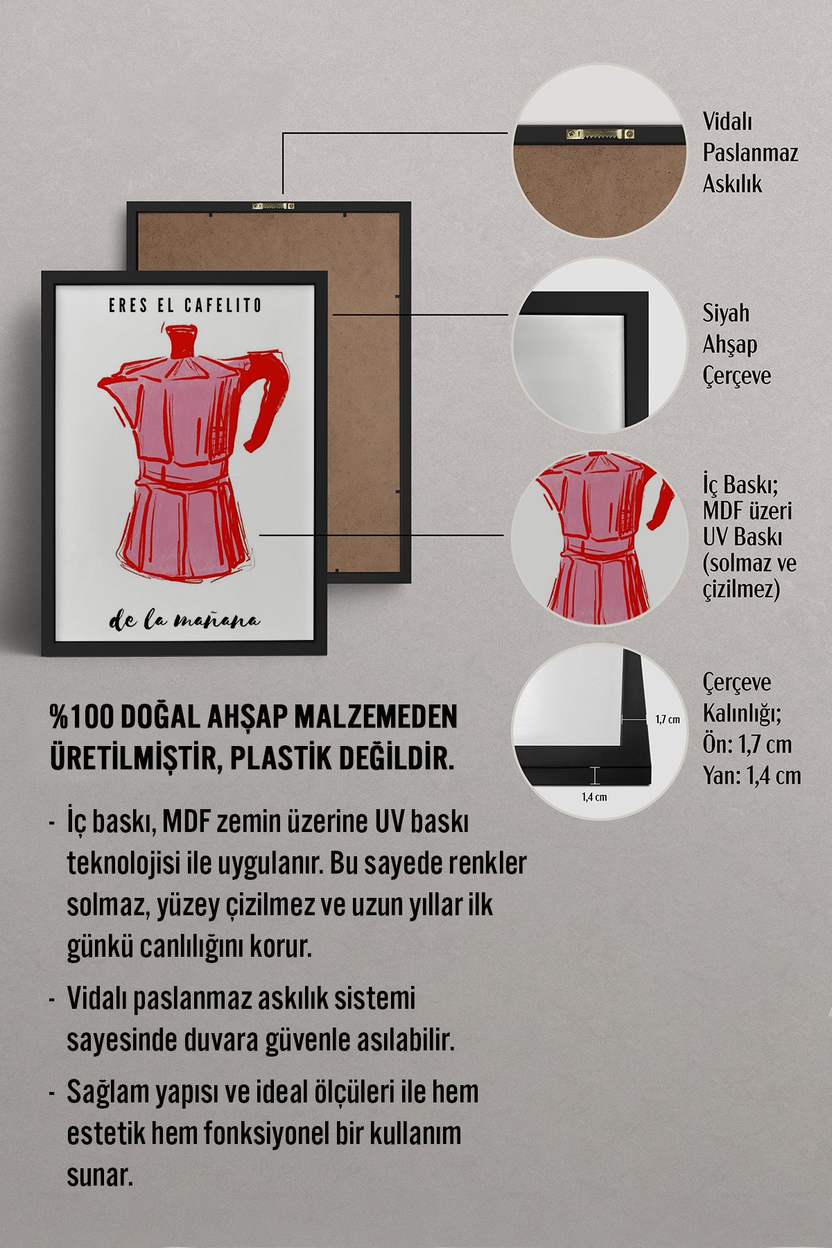 HOMEPACK Ahşap Çerçeveli Tablo Çerçeveli Poster Sanatsal Modern Duvar Dekoru TK-868