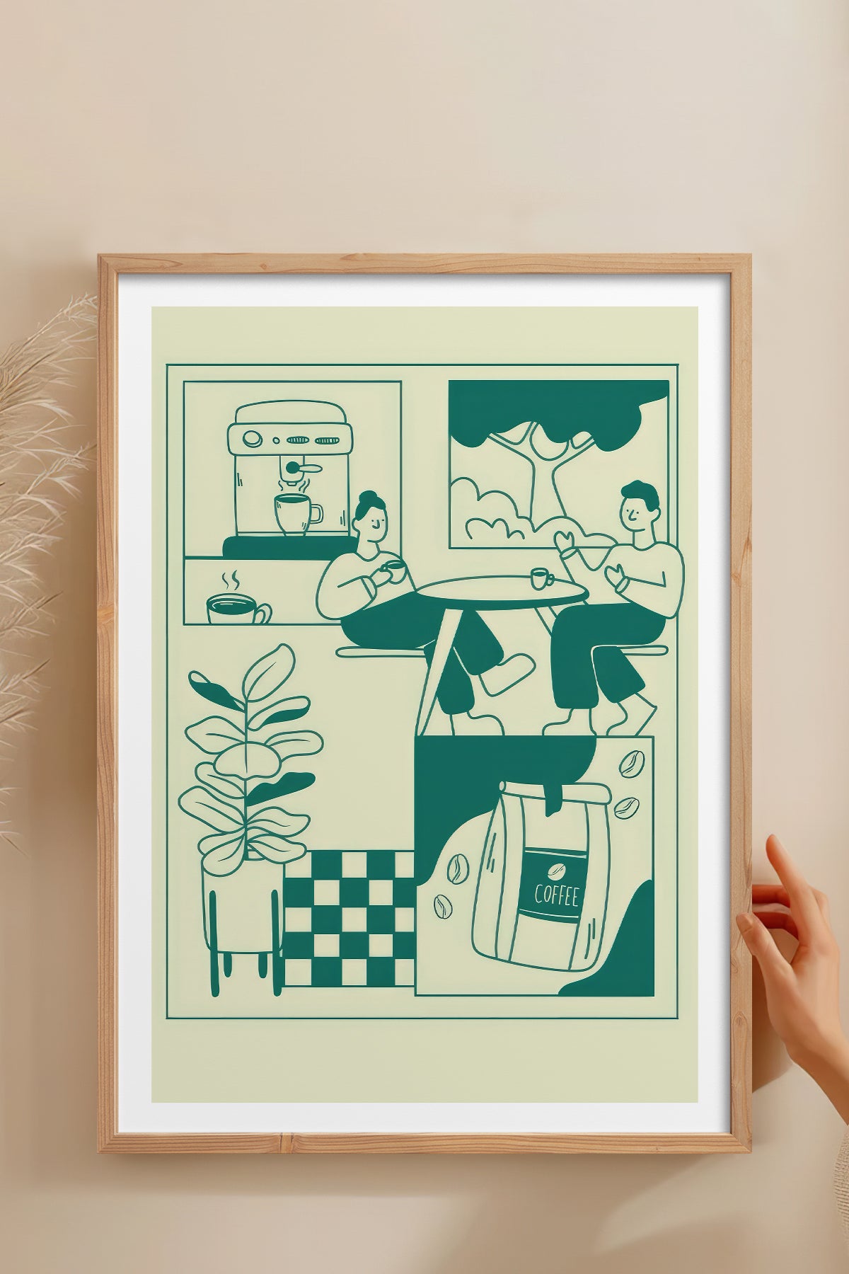 HOMEPACK Ahşap Çerçeveli Tablo Çerçeveli Poster Sanatsal Modern Duvar Dekoru TK-869
