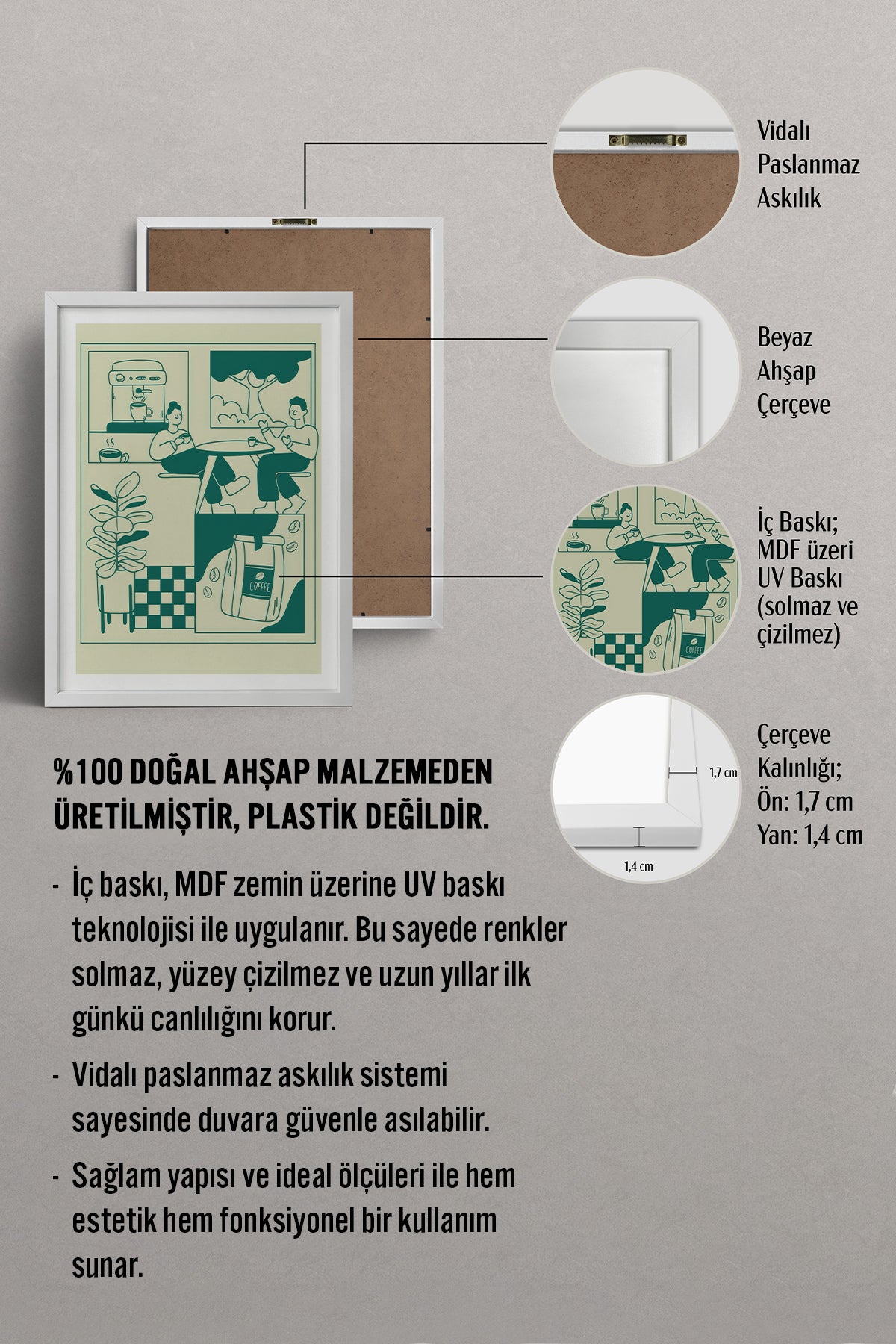 HOMEPACK Ahşap Çerçeveli Tablo Çerçeveli Poster Sanatsal Modern Duvar Dekoru TK-869