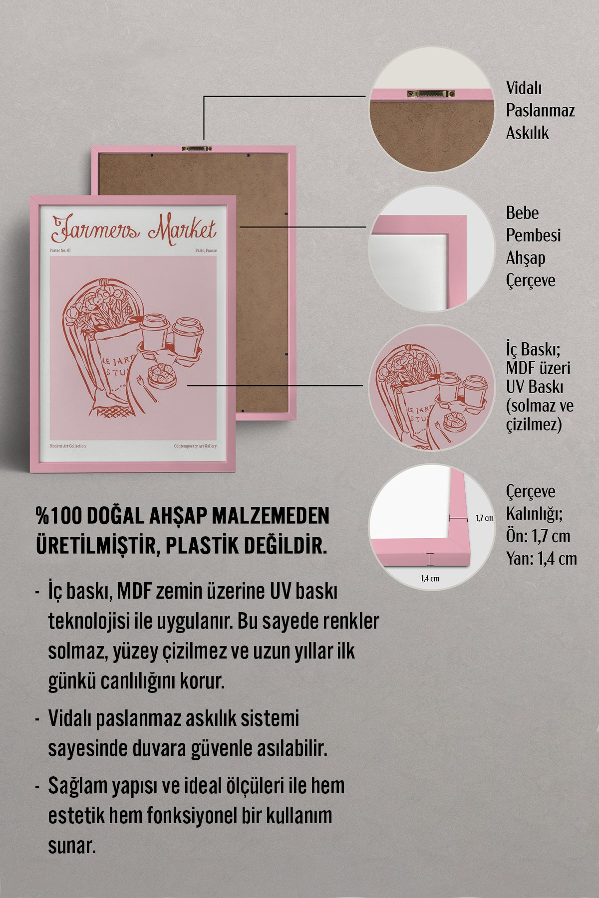 HOMEPACK Ahşap Çerçeveli Tablo Çerçeveli Poster Sanatsal Modern Duvar Dekoru TK-873