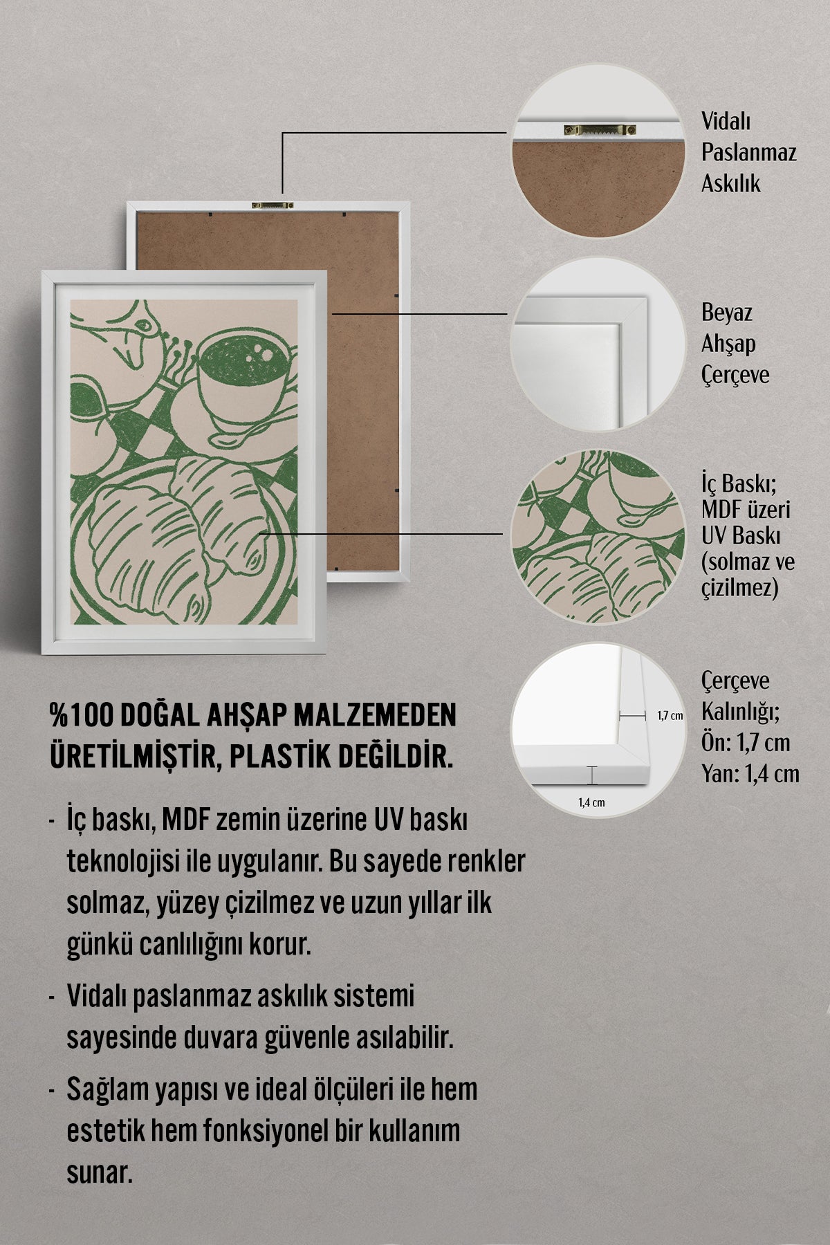 HOMEPACK Ahşap Çerçeveli Tablo Çerçeveli Poster Sanatsal Modern Duvar Dekoru TK-874