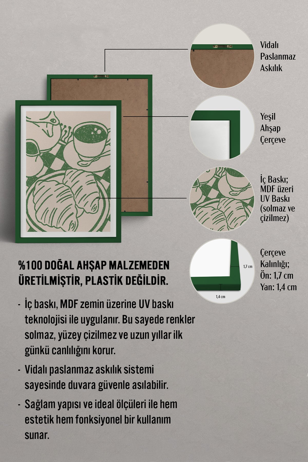 HOMEPACK Ahşap Çerçeveli Tablo Çerçeveli Poster Sanatsal Modern Duvar Dekoru TK-874