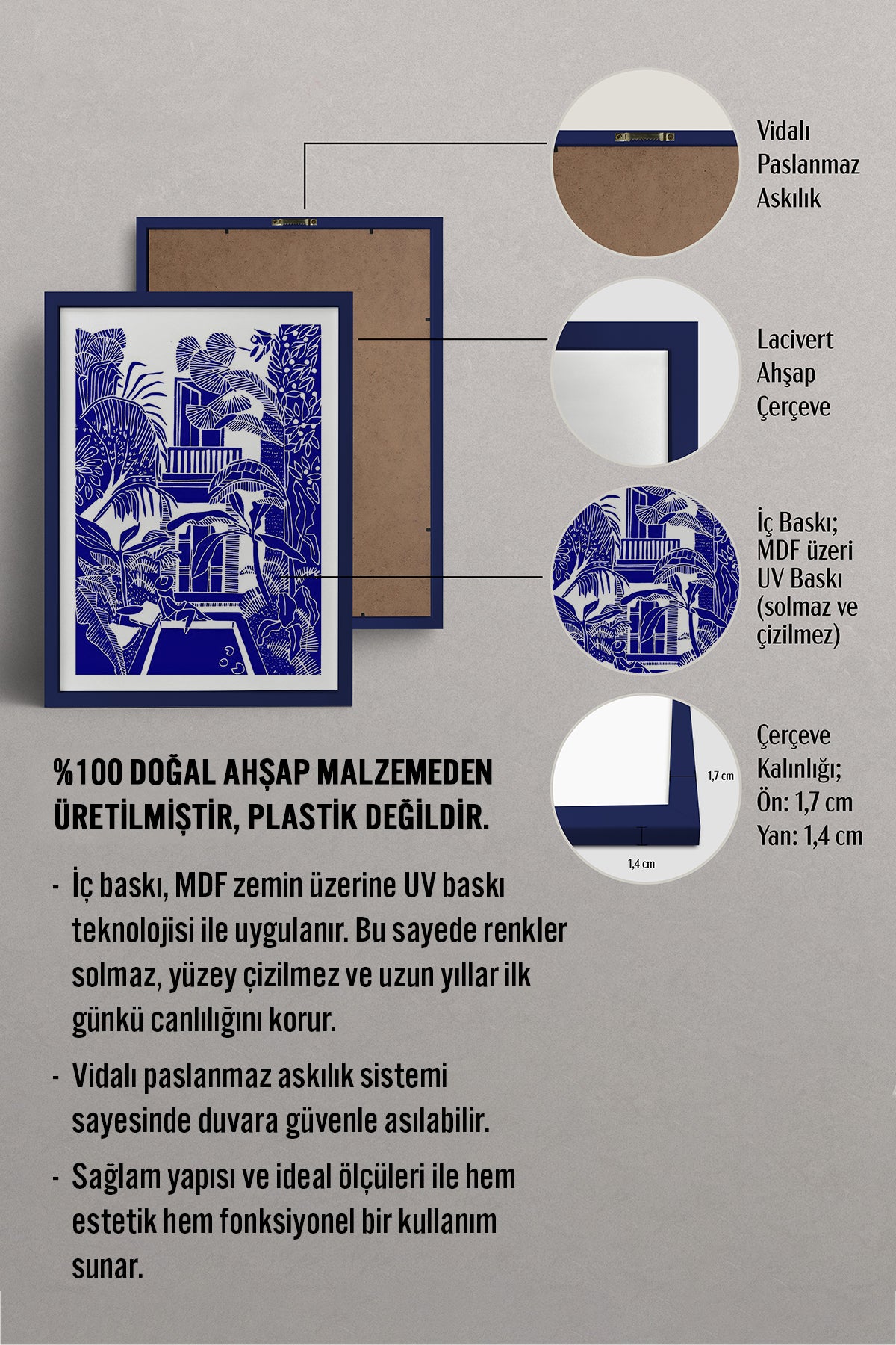 HOMEPACK Ahşap Çerçeveli Tablo Çerçeveli Poster Sanatsal Modern Duvar Dekoru TK-875