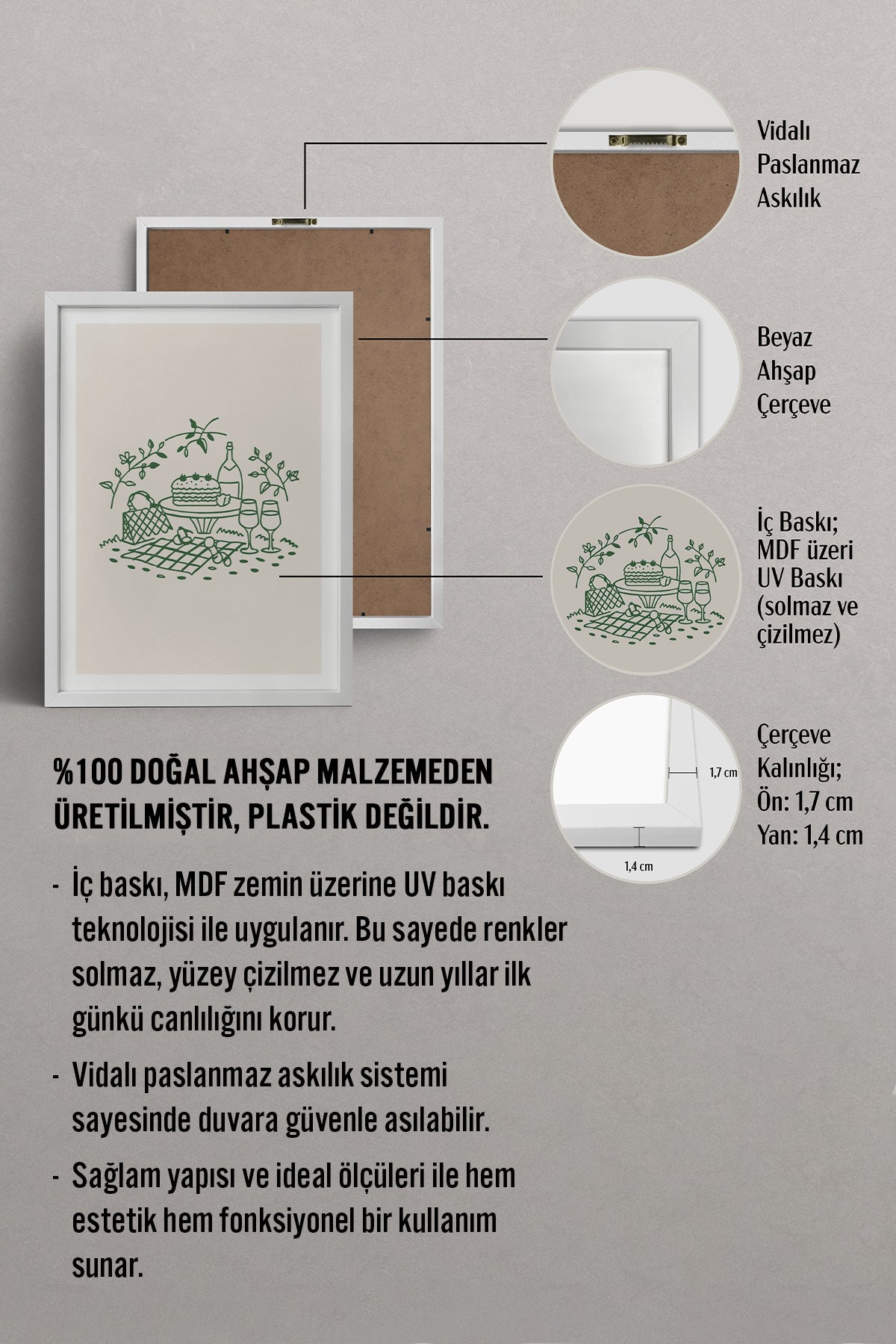 HOMEPACK Ahşap Çerçeveli Tablo Çerçeveli Poster Sanatsal Modern Duvar Dekoru TK-879