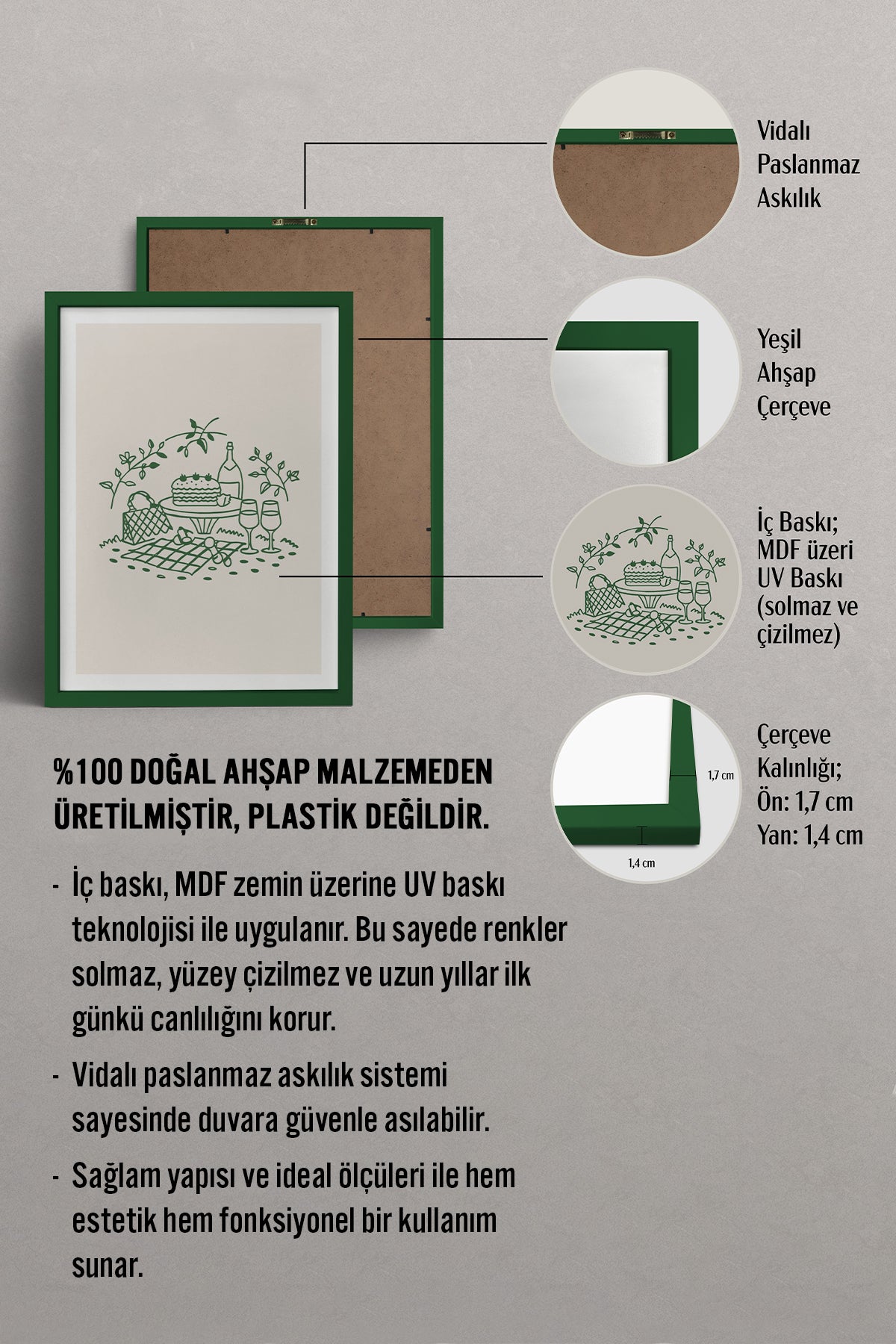 HOMEPACK Ahşap Çerçeveli Tablo Çerçeveli Poster Sanatsal Modern Duvar Dekoru TK-879