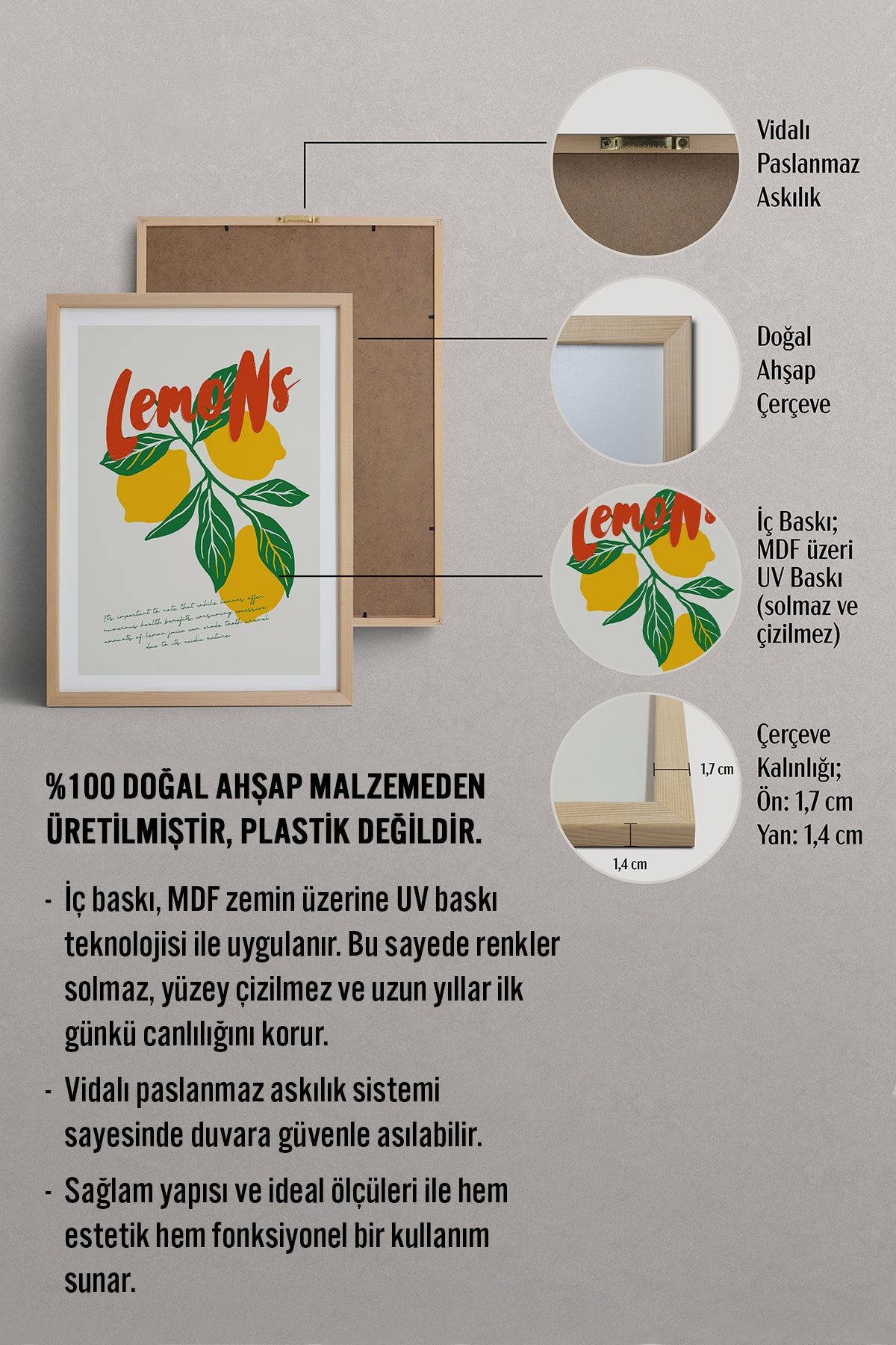 HOMEPACK Ahşap Çerçeveli Tablo Çerçeveli Poster Sanatsal Modern Duvar Dekoru TK-881