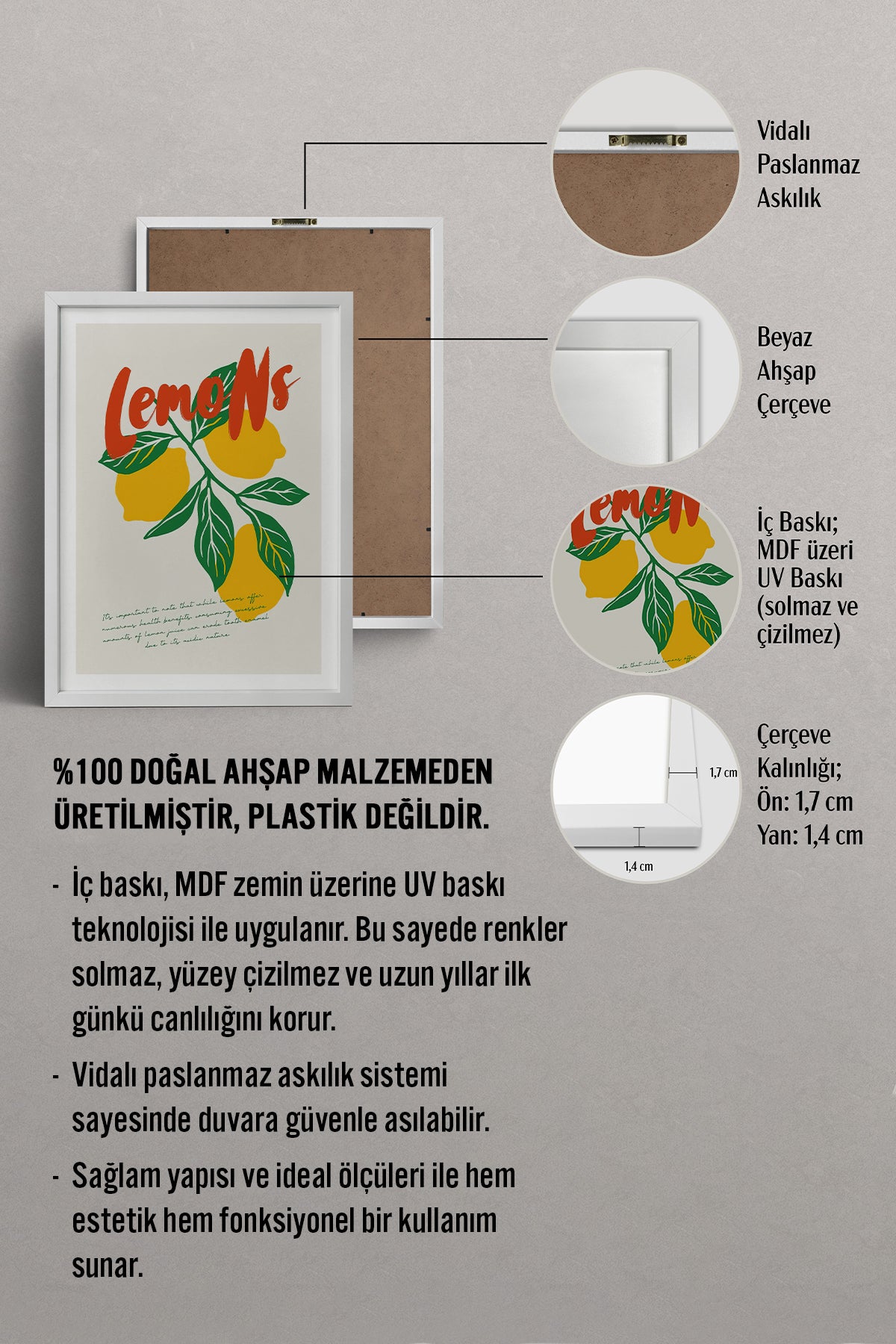 HOMEPACK Ahşap Çerçeveli Tablo Çerçeveli Poster Sanatsal Modern Duvar Dekoru TK-881