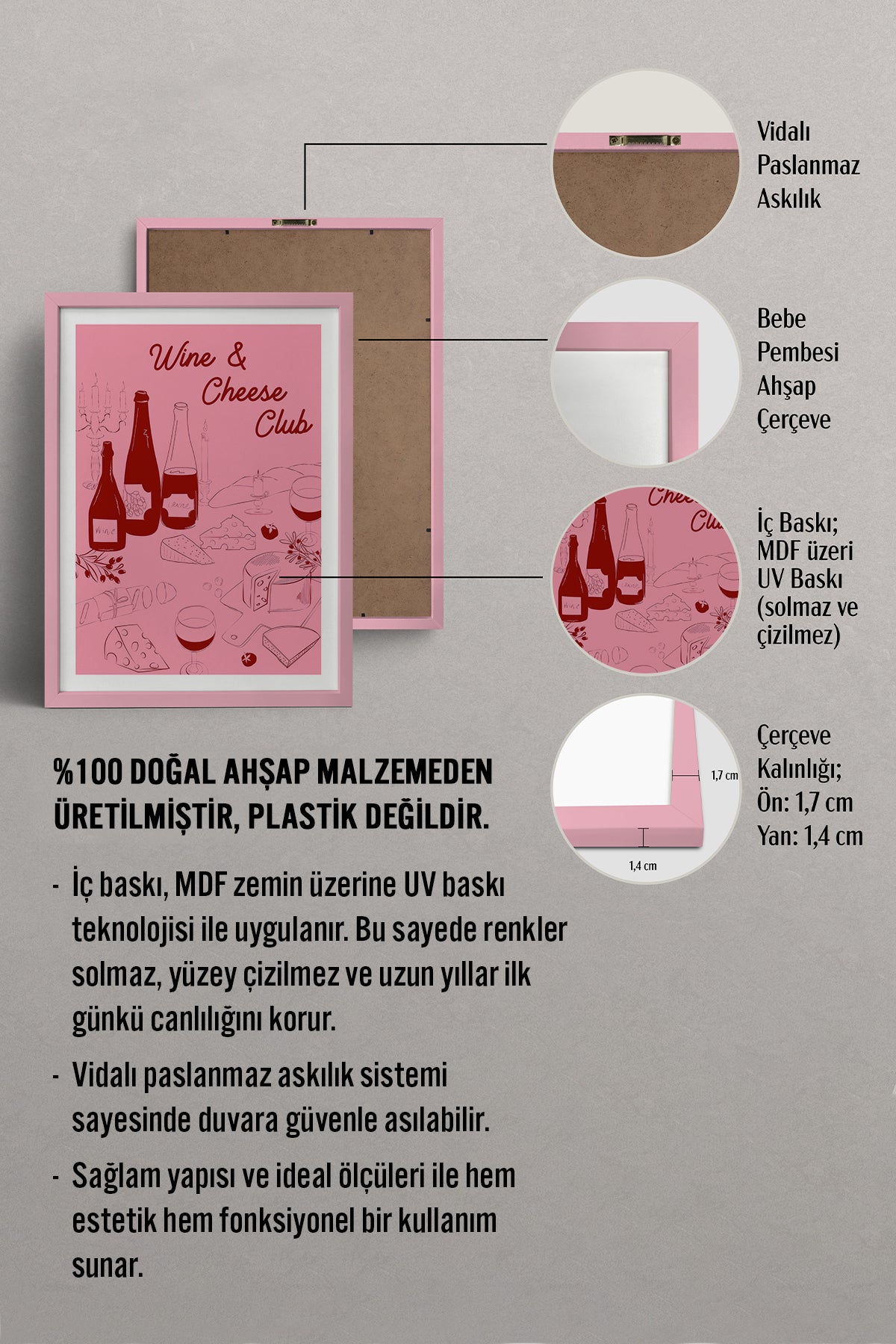 HOMEPACK Ahşap Çerçeveli Tablo Çerçeveli Poster Sanatsal Modern Duvar Dekoru TK-884
