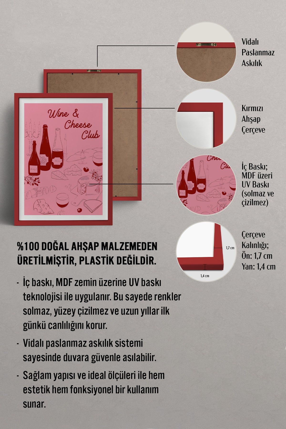 HOMEPACK Ahşap Çerçeveli Tablo Çerçeveli Poster Sanatsal Modern Duvar Dekoru TK-884