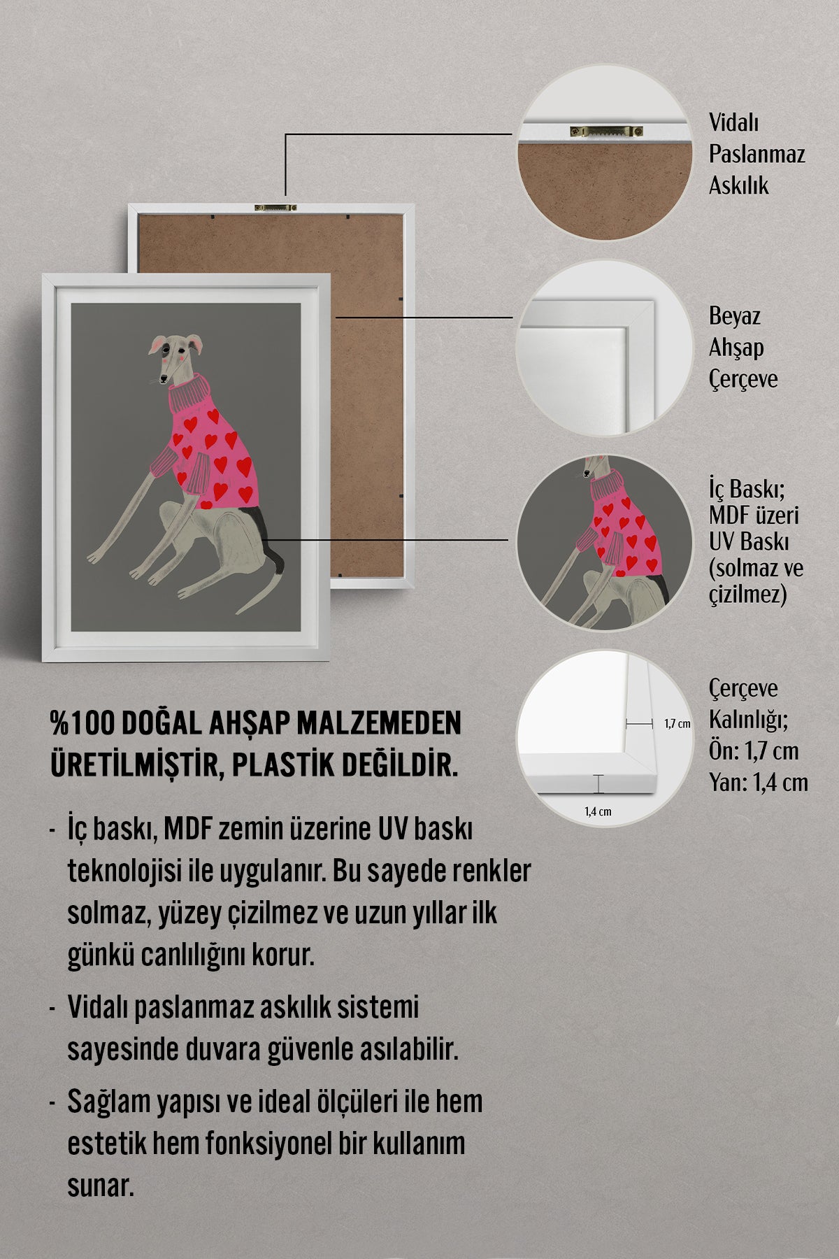 HOMEPACK Ahşap Çerçeveli Tablo Çerçeveli Poster Sanatsal Modern Duvar Dekoru TK-885