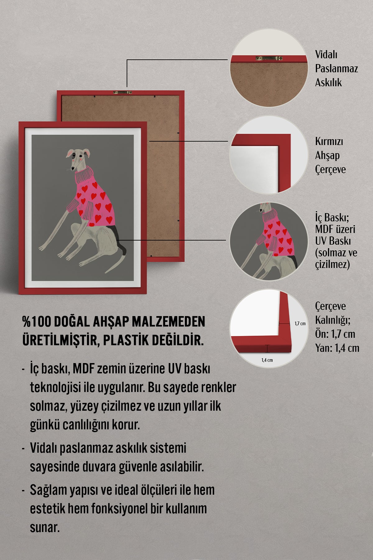 HOMEPACK Ahşap Çerçeveli Tablo Çerçeveli Poster Sanatsal Modern Duvar Dekoru TK-885