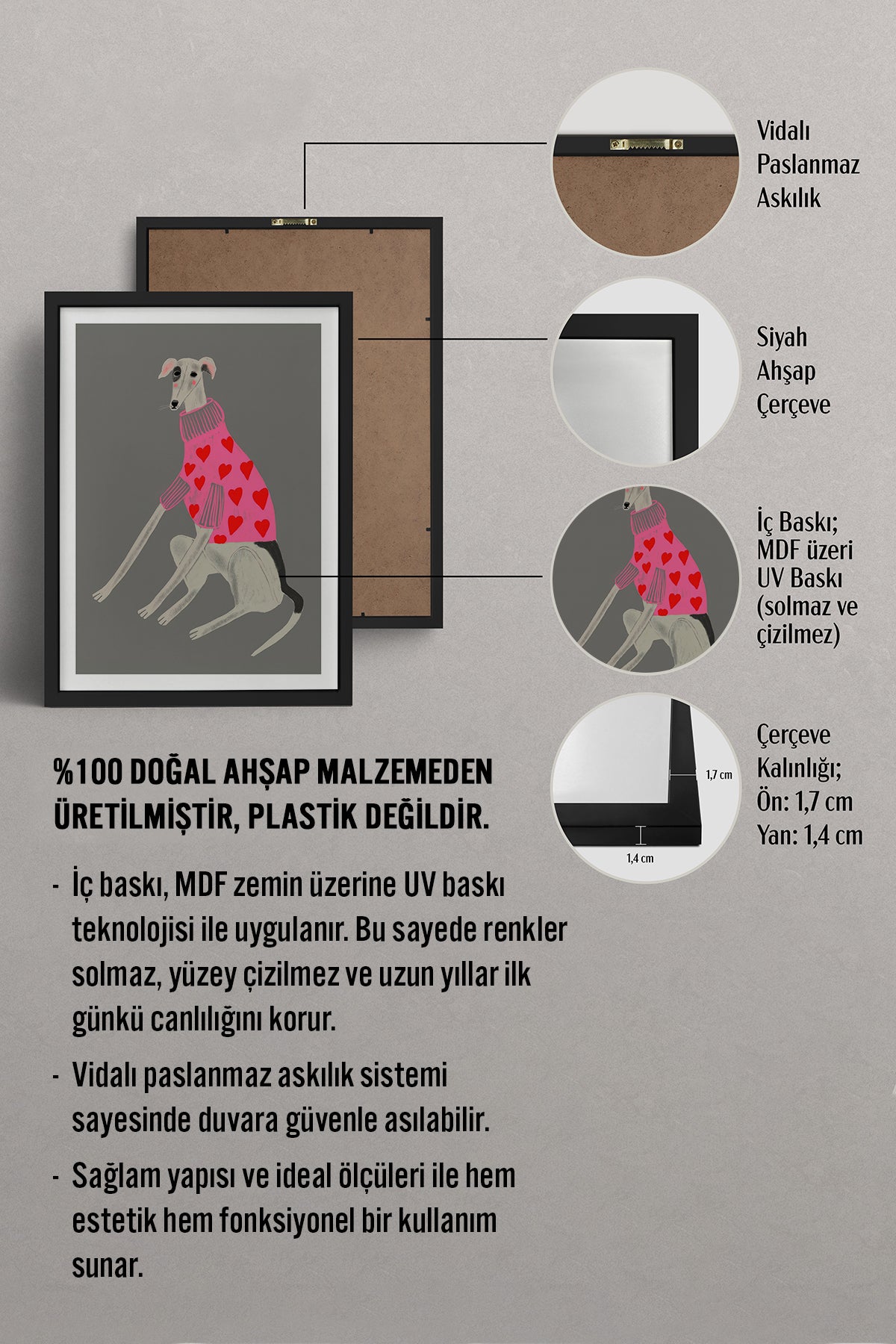 HOMEPACK Ahşap Çerçeveli Tablo Çerçeveli Poster Sanatsal Modern Duvar Dekoru TK-885