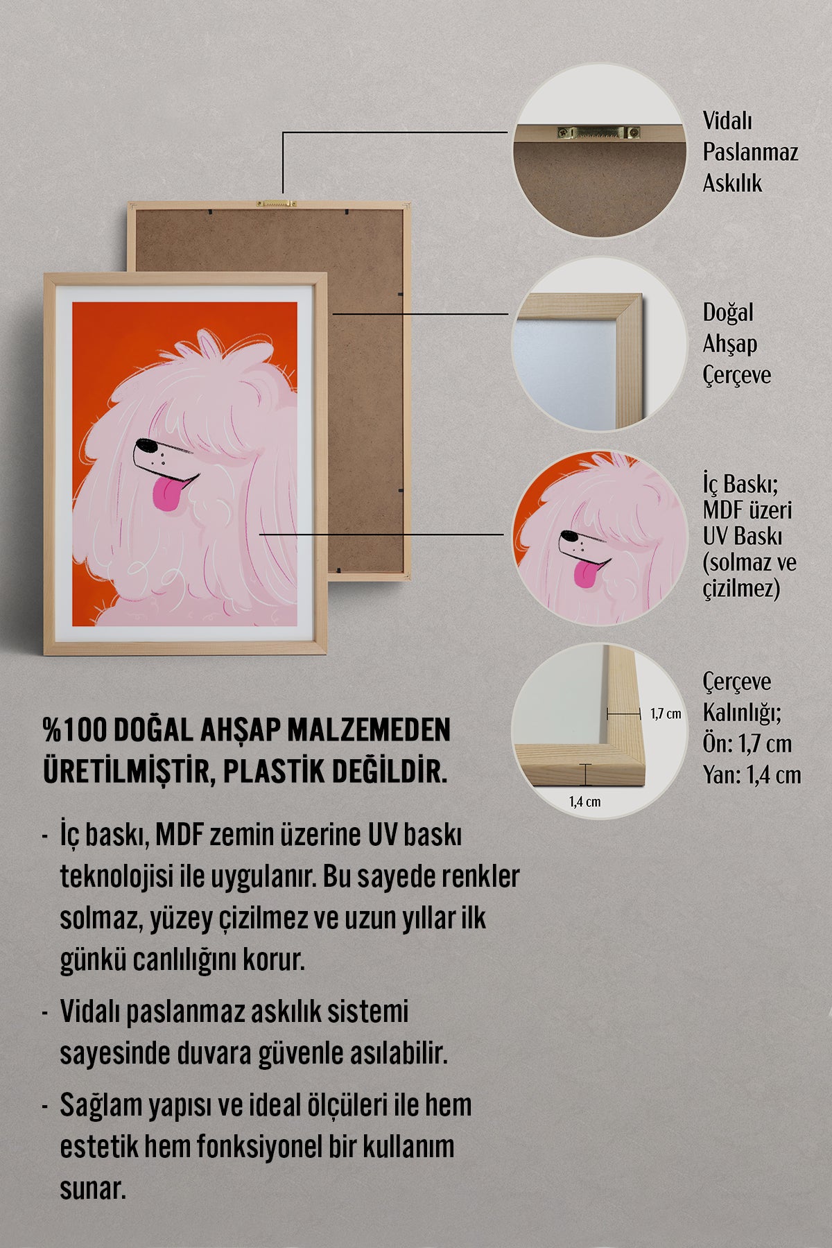 HOMEPACK Ahşap Çerçeveli Tablo Çerçeveli Poster Sanatsal Modern Duvar Dekoru TK-889