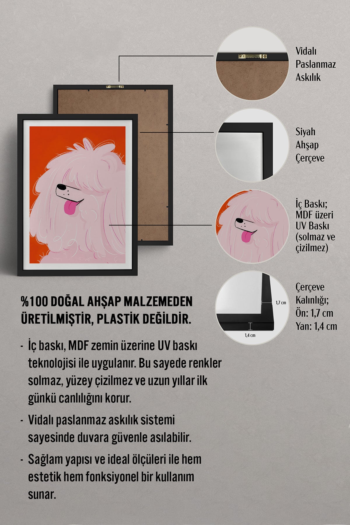 HOMEPACK Ahşap Çerçeveli Tablo Çerçeveli Poster Sanatsal Modern Duvar Dekoru TK-889