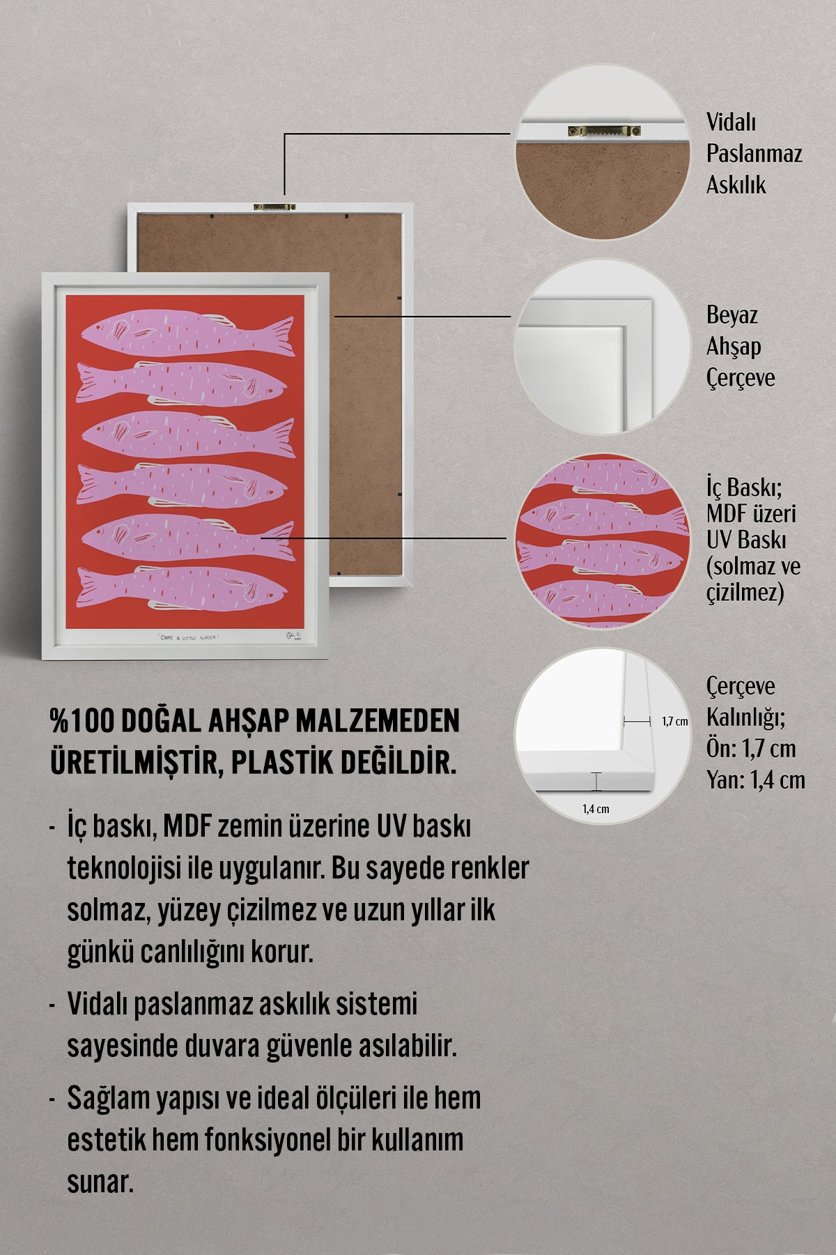 HOMEPACK Ahşap Çerçeveli Tablo Çerçeveli Poster Sanatsal Modern Duvar Dekoru TK-890