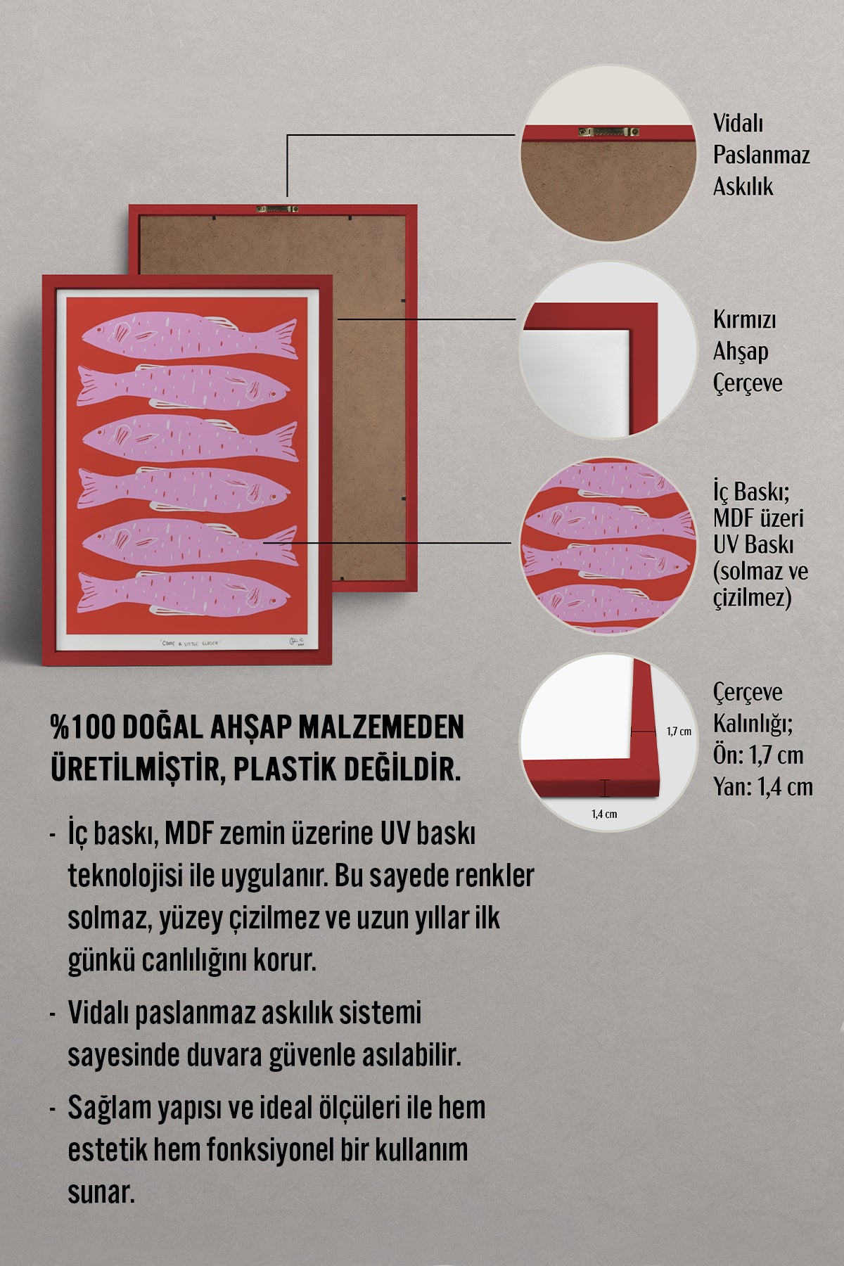 HOMEPACK Ahşap Çerçeveli Tablo Çerçeveli Poster Sanatsal Modern Duvar Dekoru TK-890