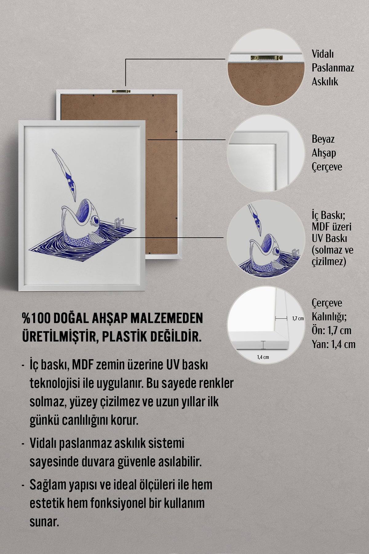 HOMEPACK Ahşap Çerçeveli Tablo Çerçeveli Poster Sanatsal Modern Duvar Dekoru TK-898