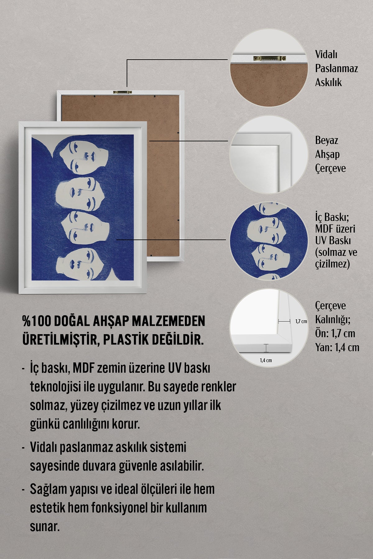 HOMEPACK Ahşap Çerçeveli Tablo Çerçeveli Poster Sanatsal Modern Duvar Dekoru TK-899
