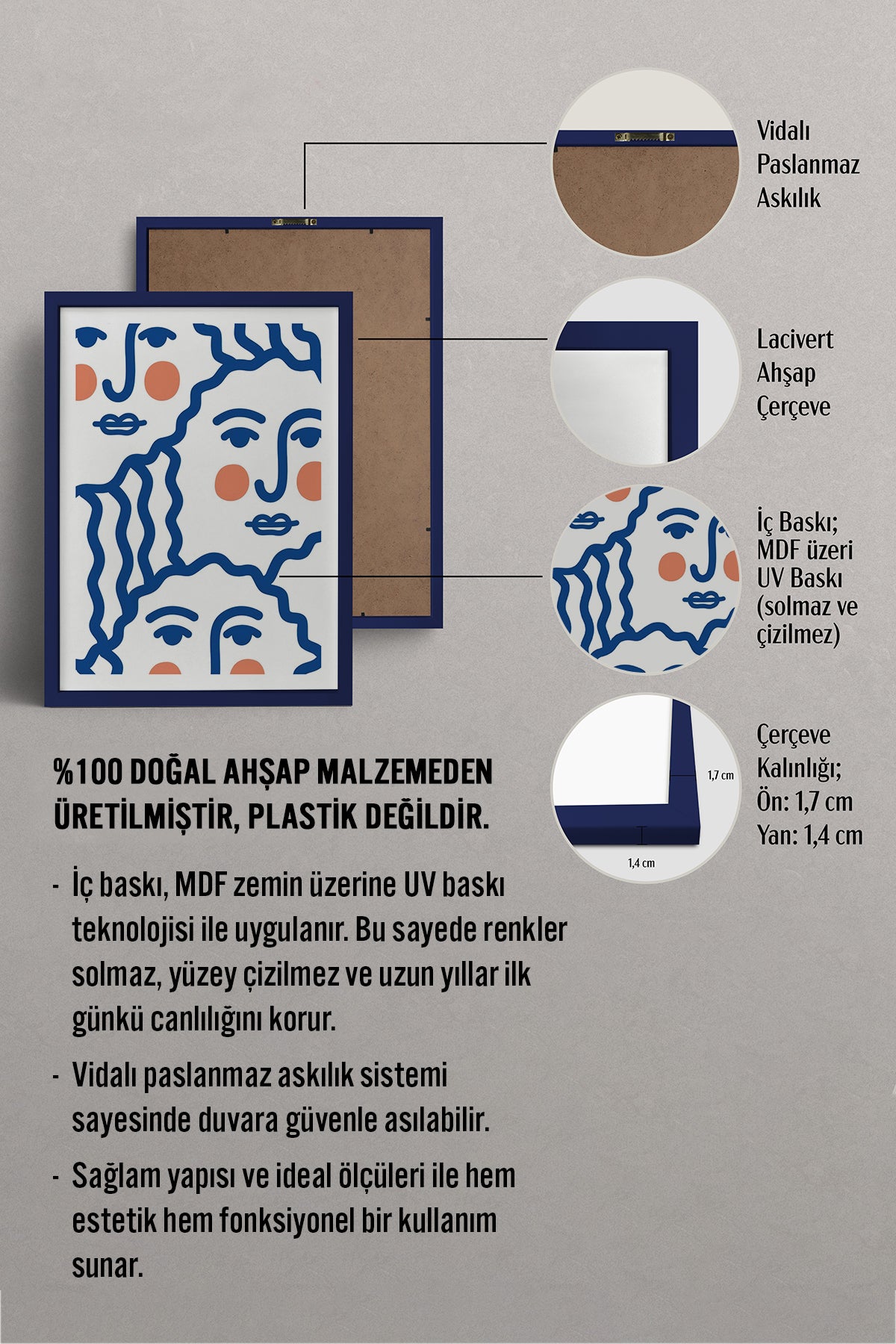 HOMEPACK Ahşap Çerçeveli Tablo Çerçeveli Poster Sanatsal Modern Duvar Dekoru TK-900