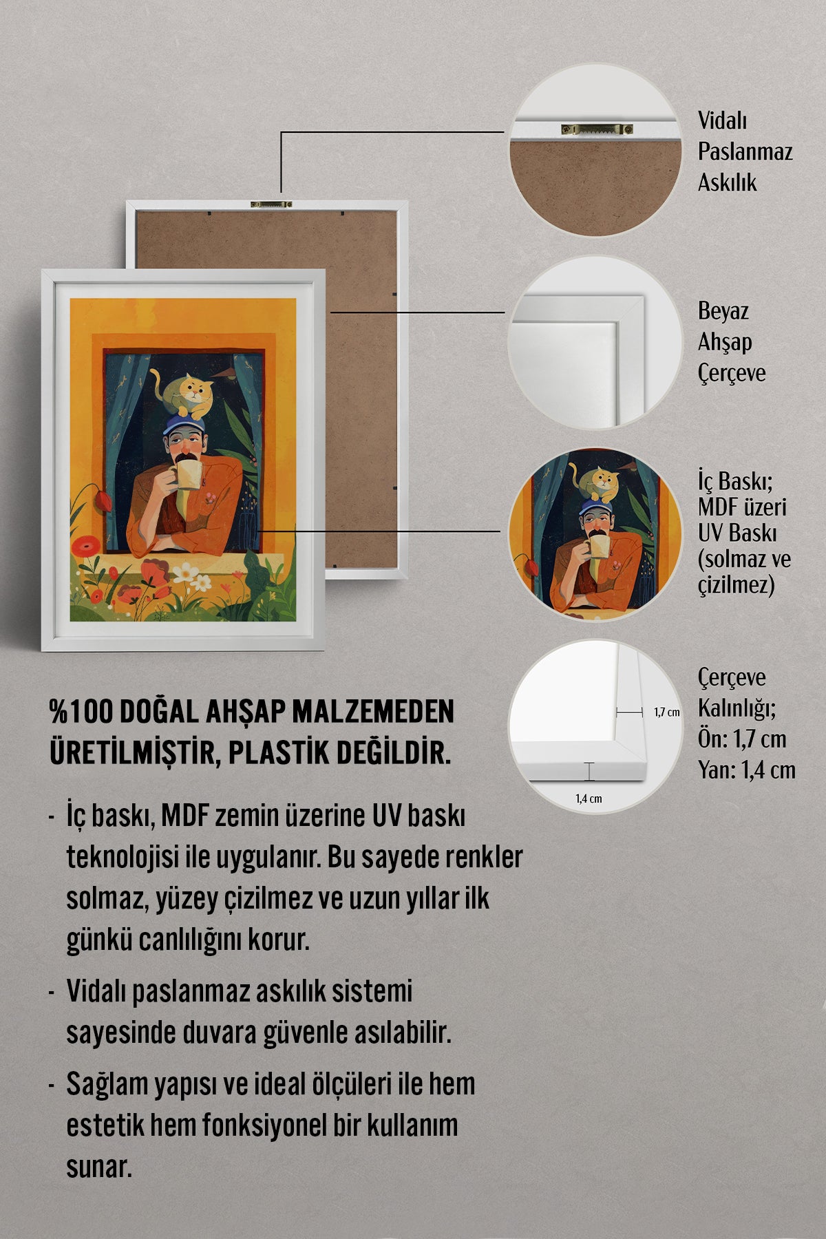 HOMEPACK Ahşap Çerçeveli Tablo Çerçeveli Poster Sanatsal Modern Duvar Dekoru TK-903