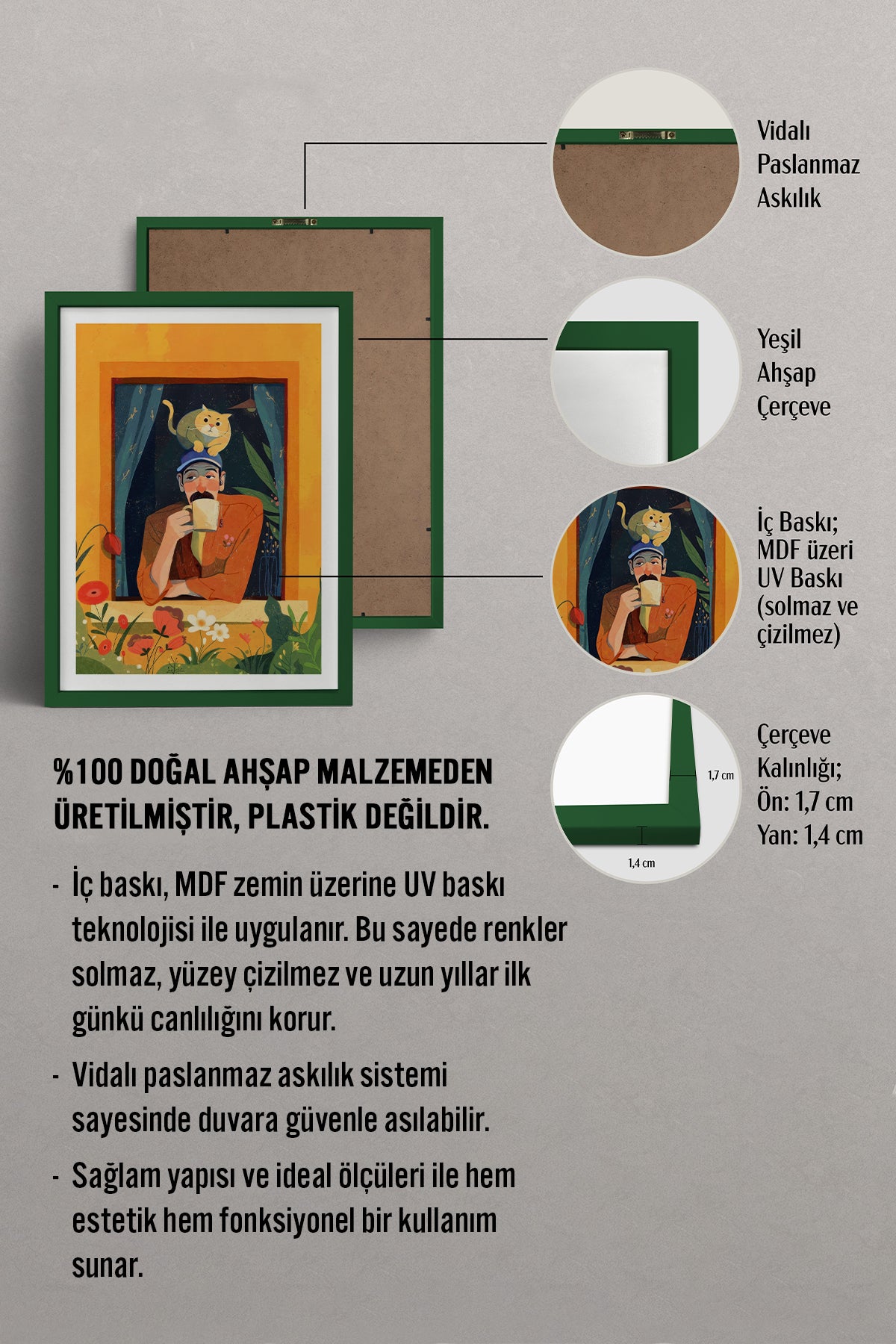 HOMEPACK Ahşap Çerçeveli Tablo Çerçeveli Poster Sanatsal Modern Duvar Dekoru TK-903