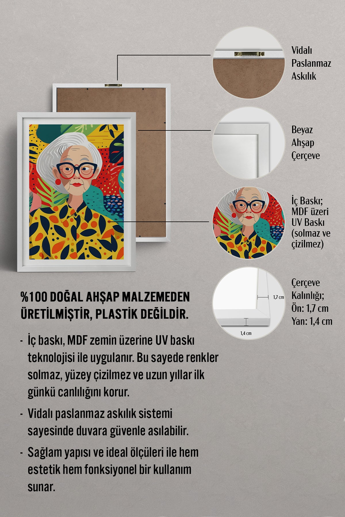 HOMEPACK Ahşap Çerçeveli Tablo Çerçeveli Poster Sanatsal Modern Duvar Dekoru TK-904